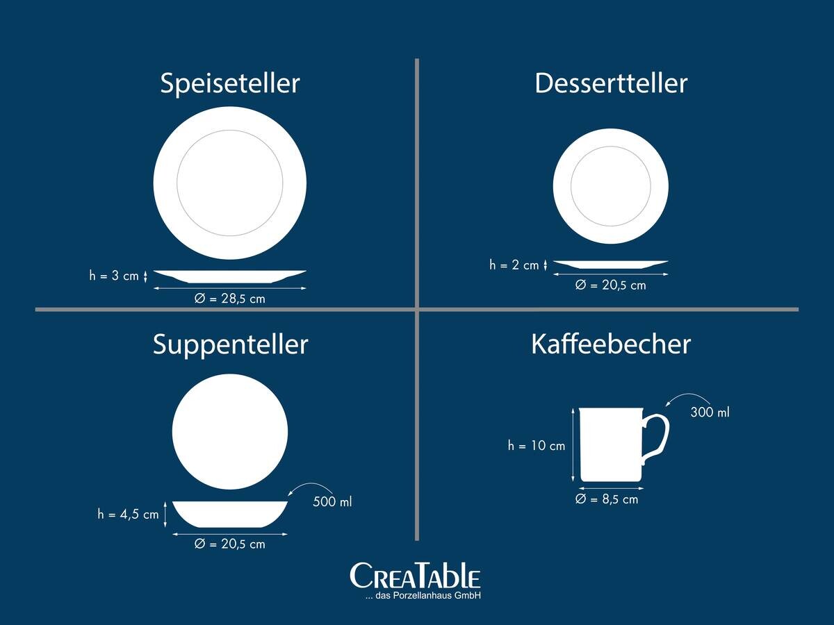 CreaTable Kombiservice Summer Stripes bunt Steingut 16 tlg.