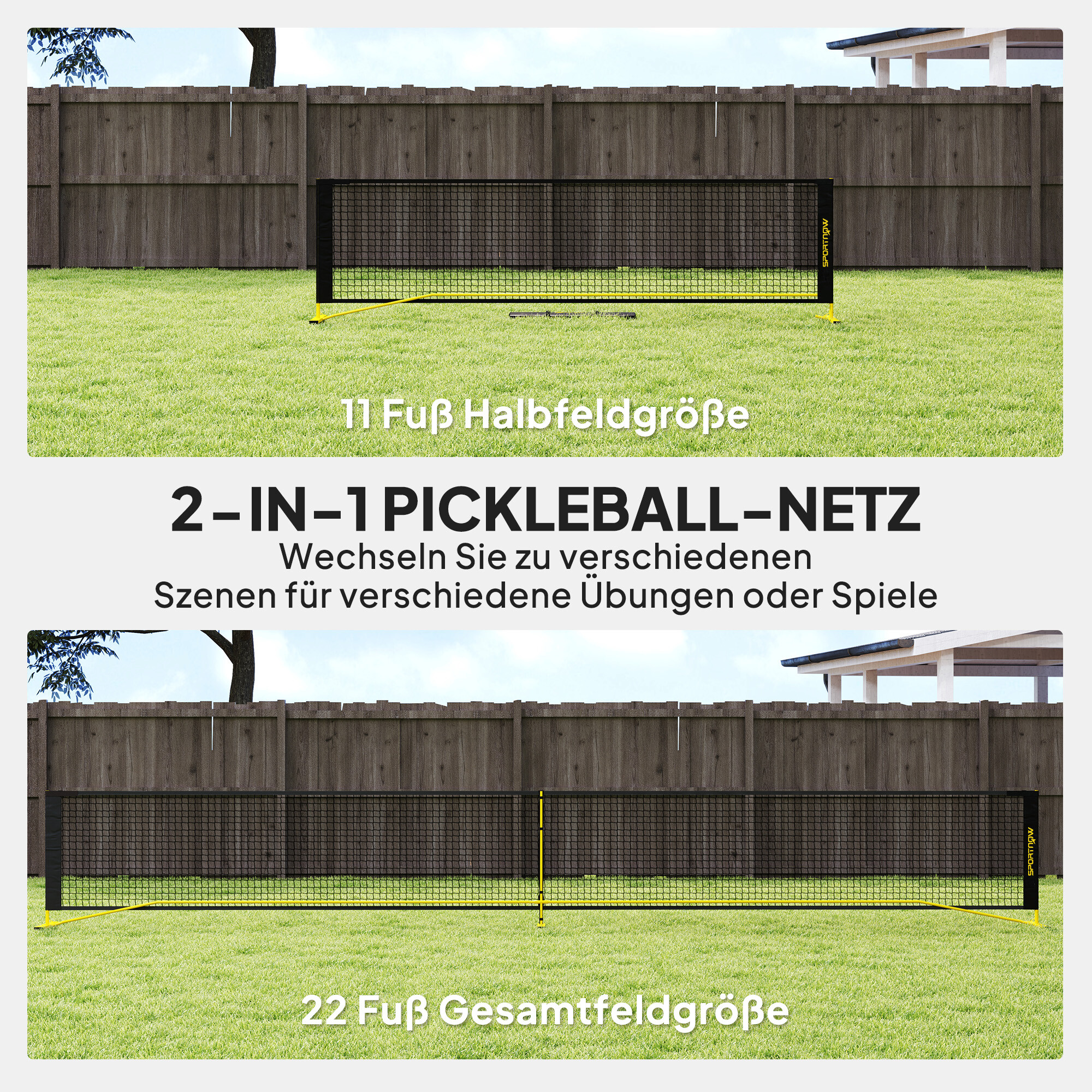 SPORTNOW Pickleball-Netz gelb B/H/L: ca. 60x92x670 cm