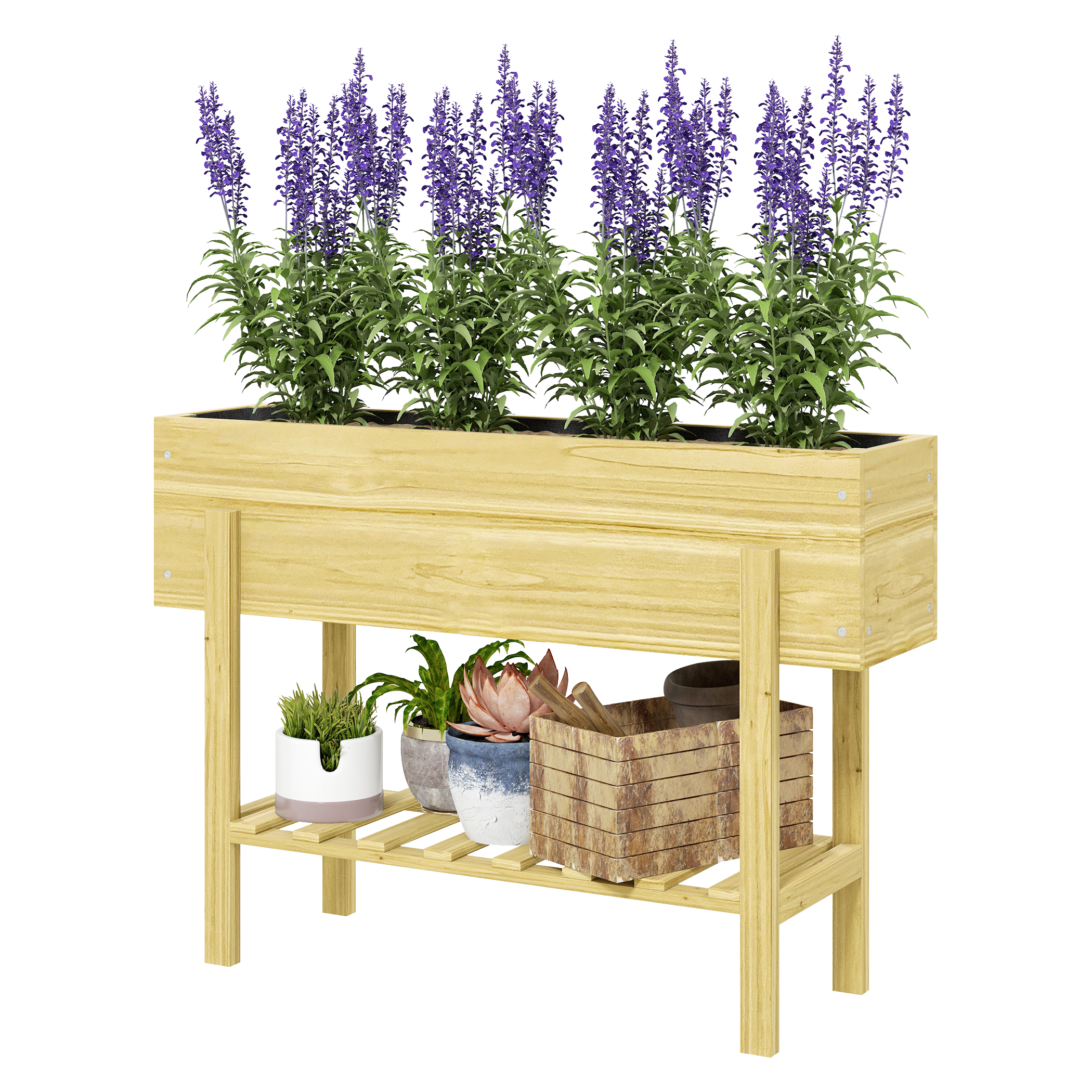 Outsunny Hochbeet natur B/H/L: ca. 30x70,5x100 cm