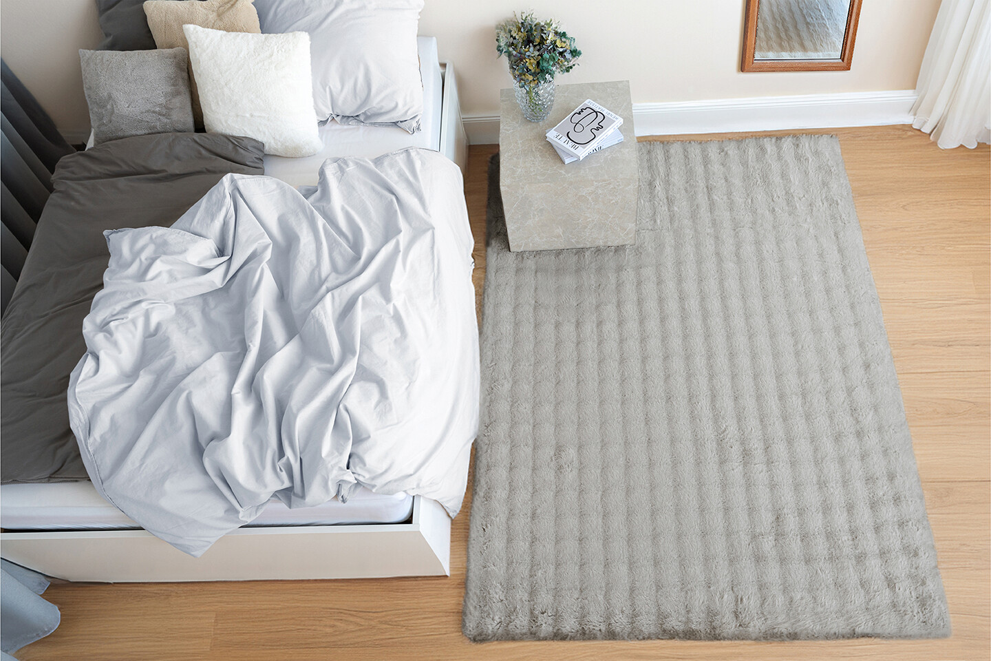 Padiro Hochflorteppich Hailey 125 grau B/H/L: ca. 120x3x160 cm