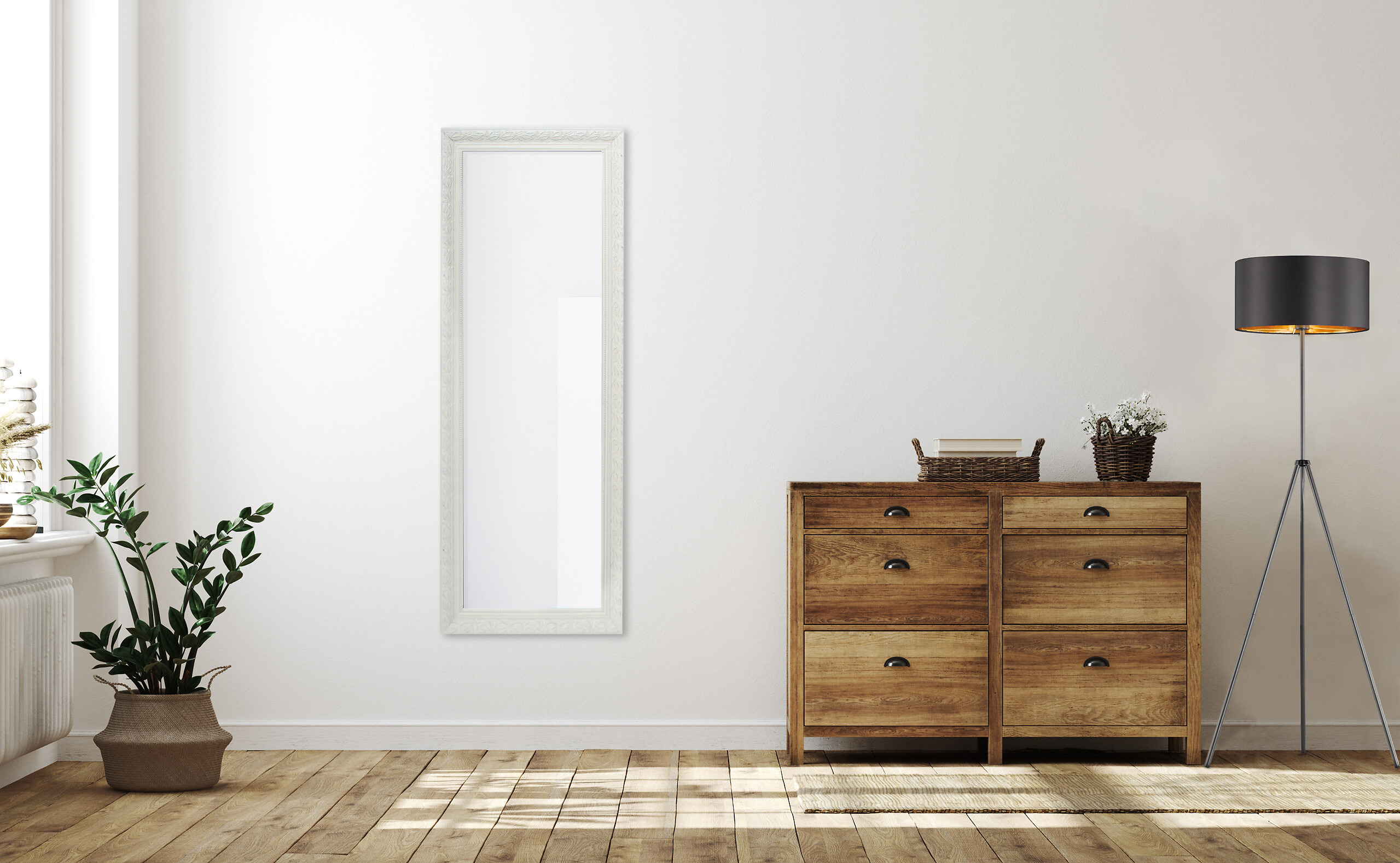 Mirrors&More Rahmenspiegel TANJA weiß B/H/T: ca. 50x150x3,5 cm