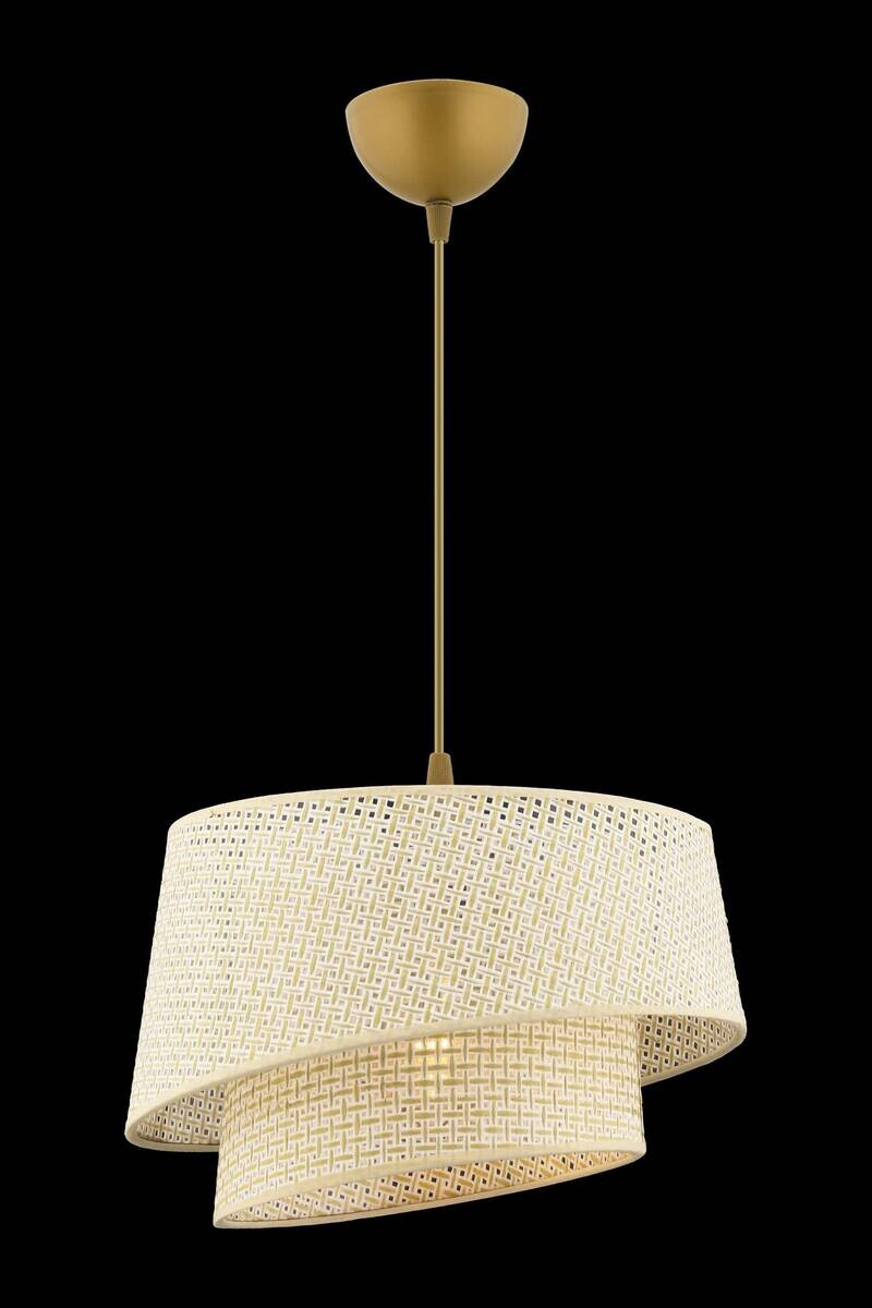 Opviq Pendelleuchte Barette creme Stoff Metall B/H/L: ca. 32x65x32 cm E27 1 Brennstellen