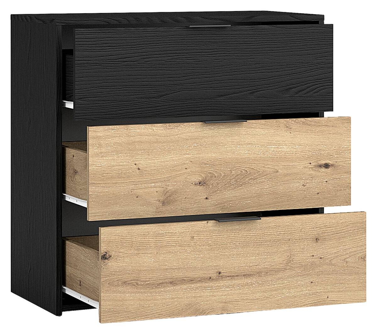 Kommode RIMINI schwarz Eiche Nachbildung B/H/T: ca. 80x80x40 cm