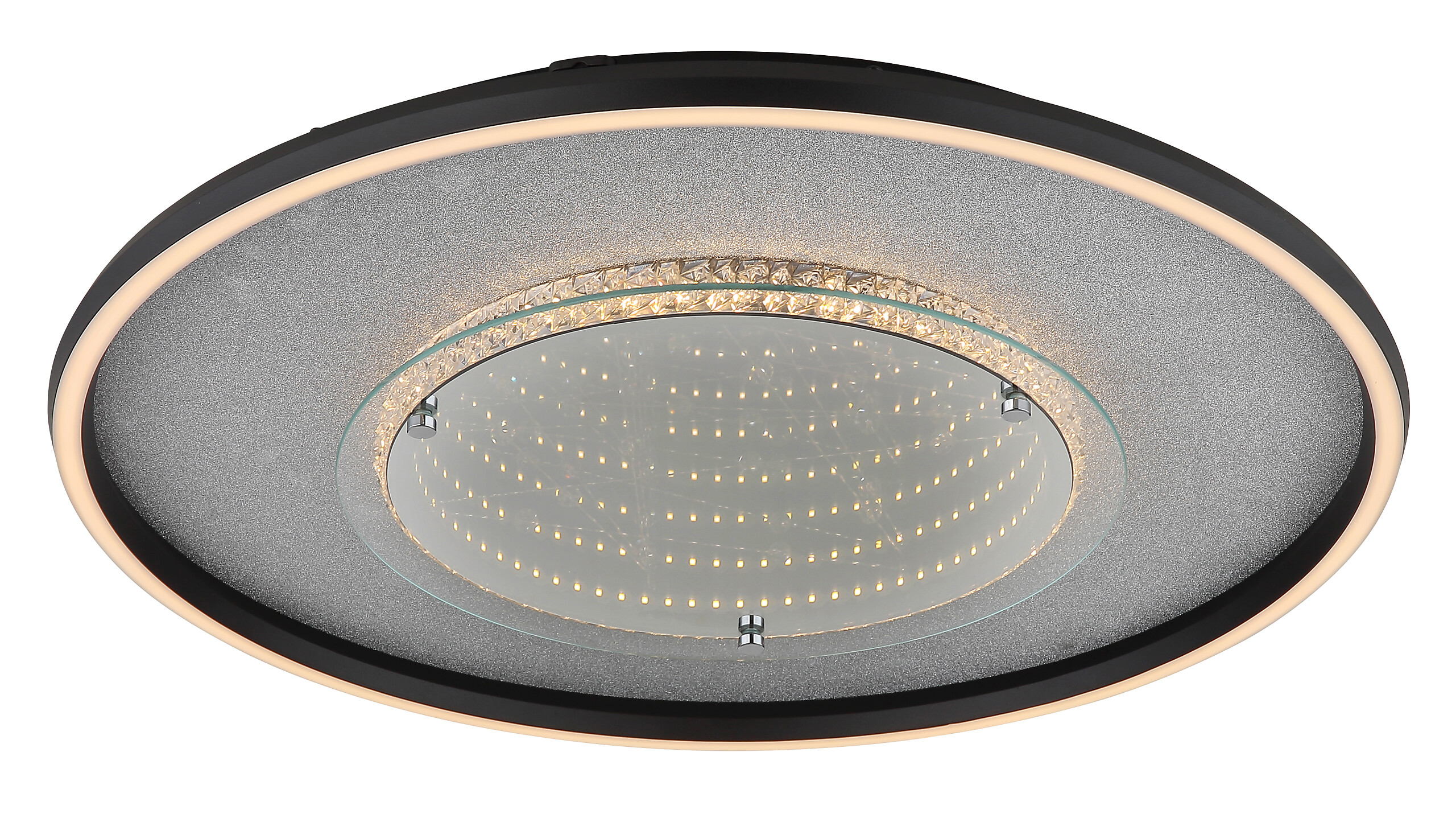 GLOBO Deckenleuchte schwarz silber klar Glas Aluminium Kunststoff H/D: ca. 6,8x51,5 cm 1 Brennstellen