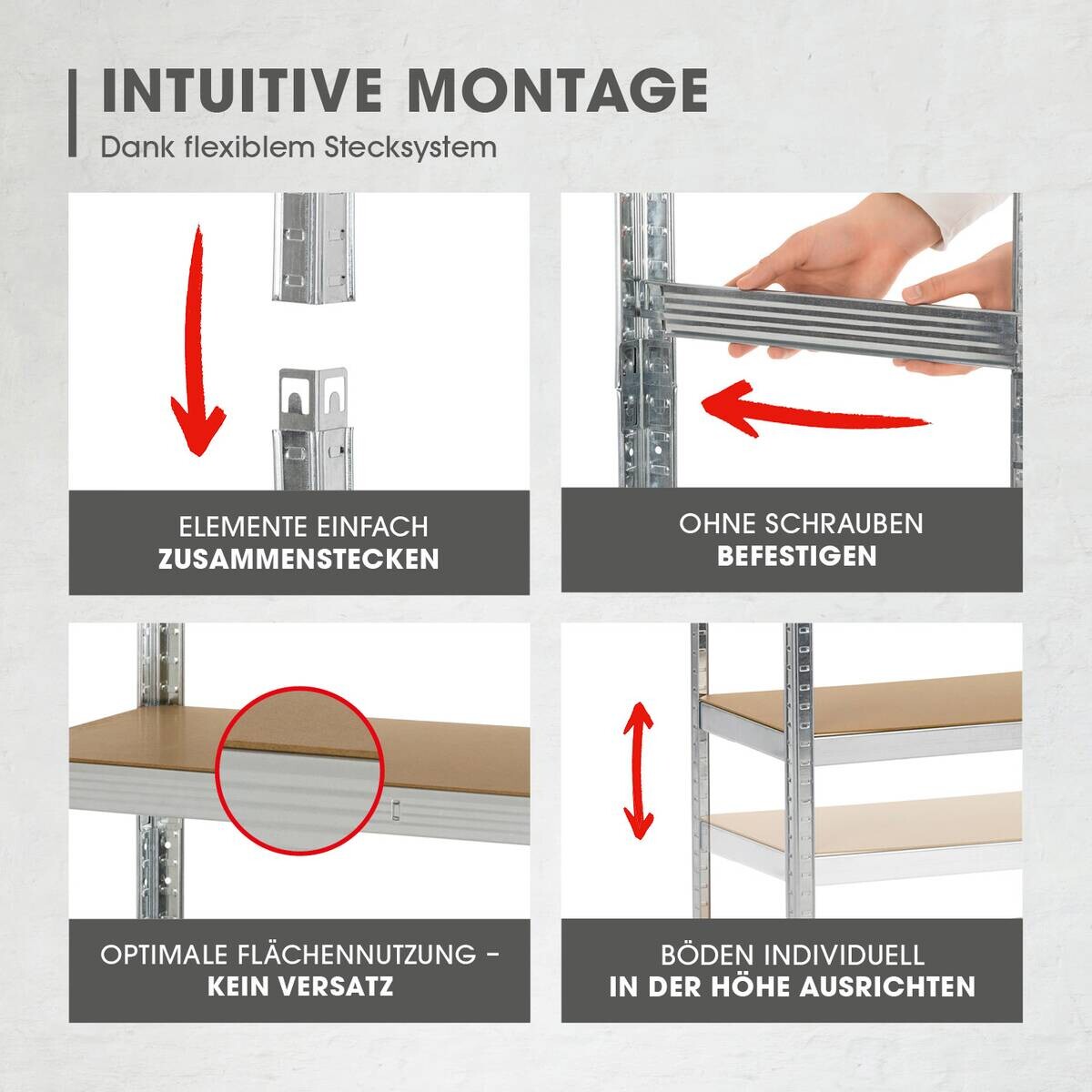 Schwerlaststeckregal B/H/T: ca. 90x180x40 cm