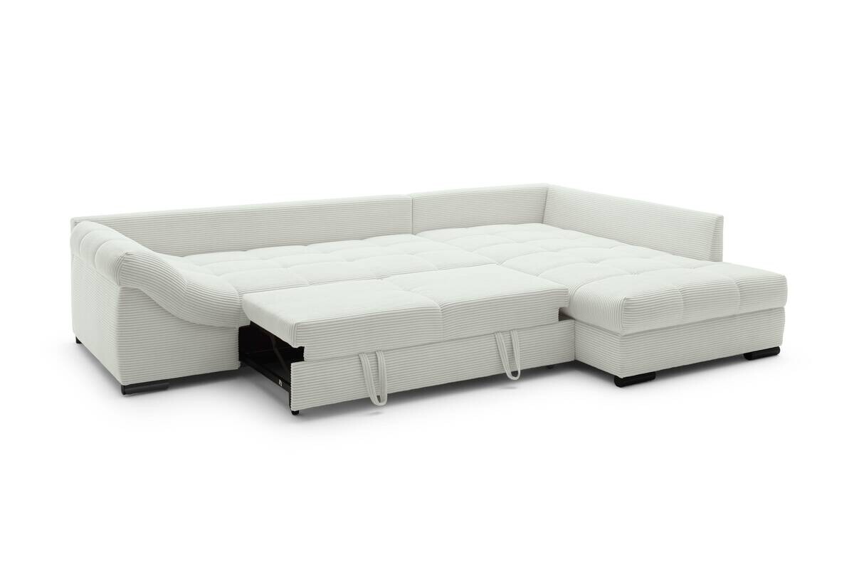 Ecksofa mit Bettfunktion ivory Microfaser B/H/T: ca. 303x88x202 cm