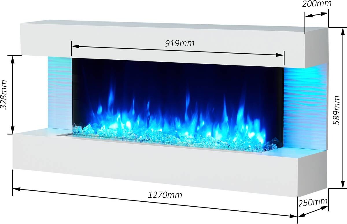 Balderia Wandkamin Helia weiß MDF B/H/T: ca. 127x60x25 cm