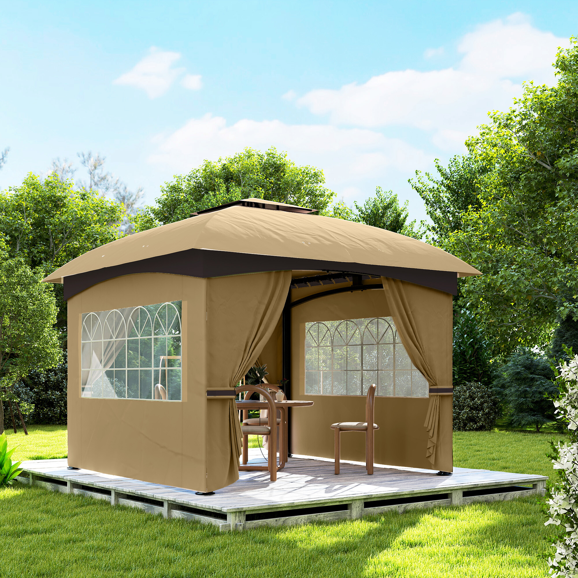 Outsunny Pavillon beige Polyester B/H/L: ca. 335x285x335 cm