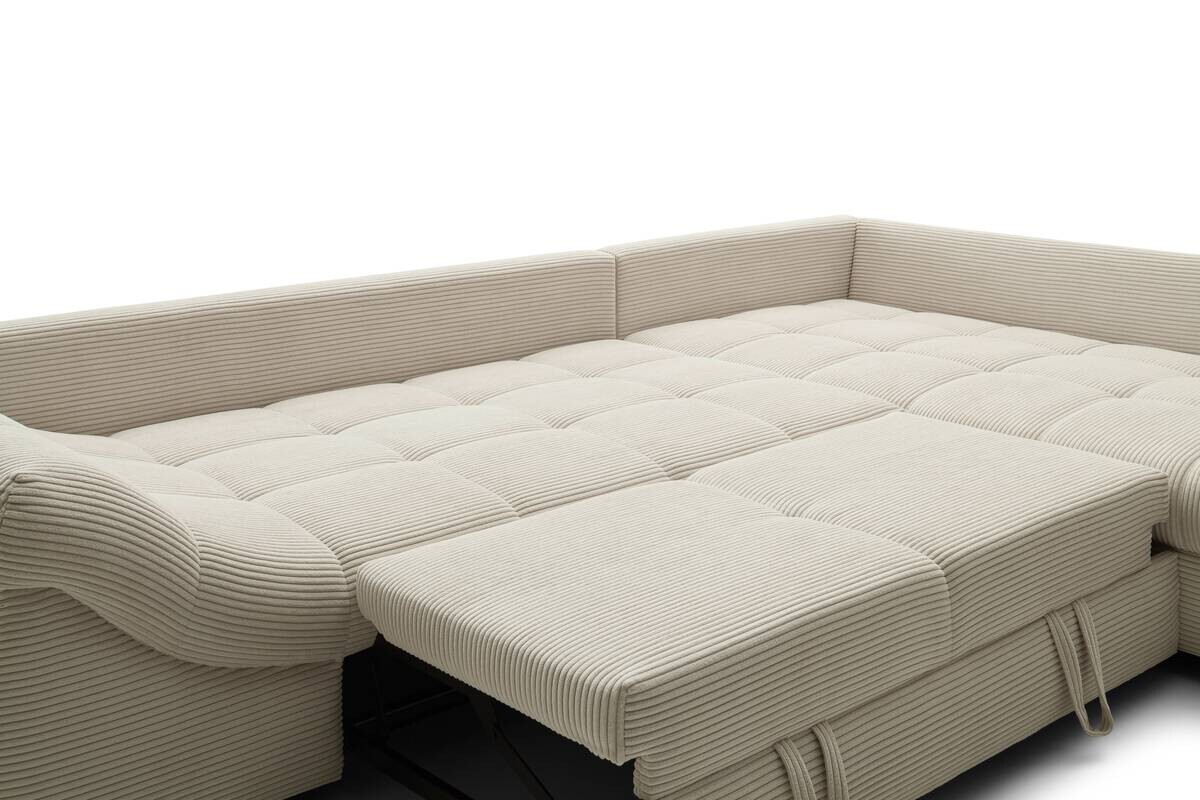 Ecksofa mit Bettfunktion natur Microfaser B/H/T: ca. 303x88x202 cm