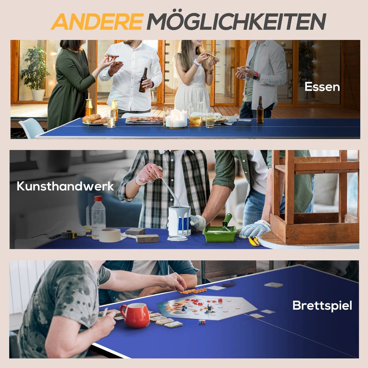 SPORTNOW Tischtennisplatte blau Stahl B/H/L: ca. 152,5x76x274 cm