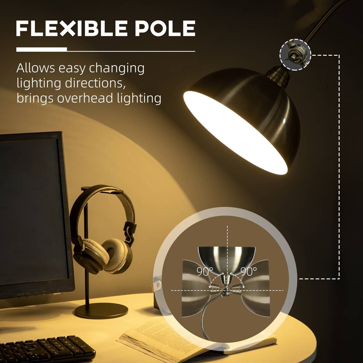 HOMCOM Stehleuchte bronze Metall B/H/T: ca. 25,5x152x42 cm