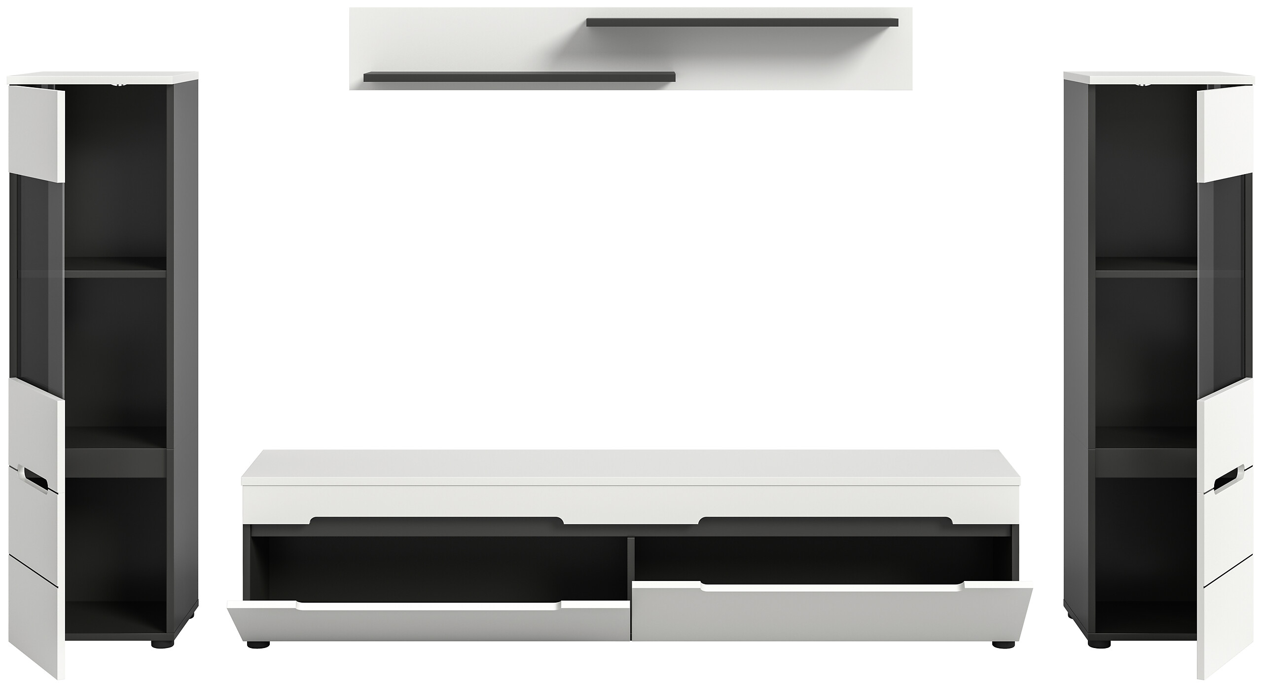 Wohnwand Canu basaltgrau weiß B/H/T: ca. 272x141x33 cm