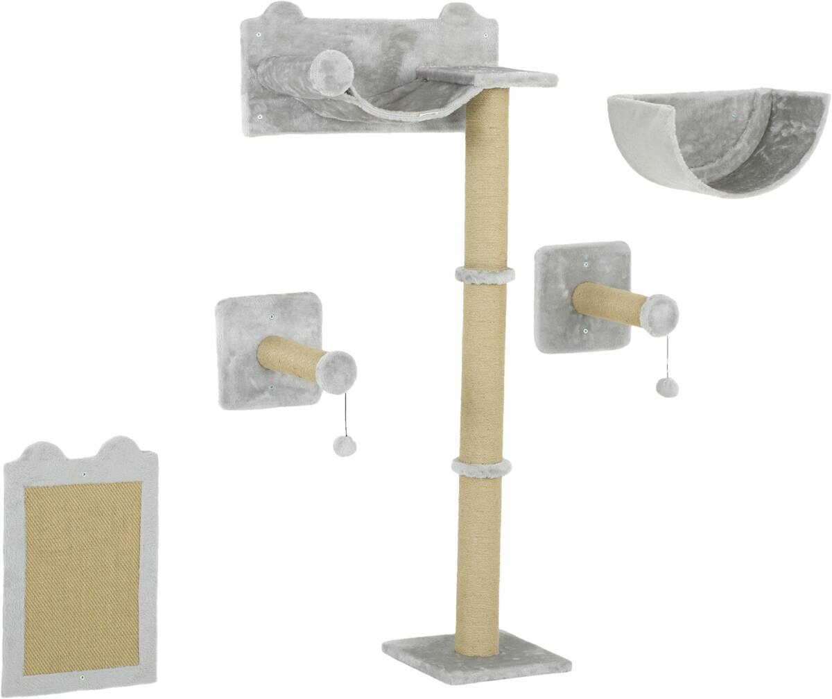 PawHut Katzen Kletterwand hellgrau Spanplatte B/H/L: ca. 32x140x60 cm