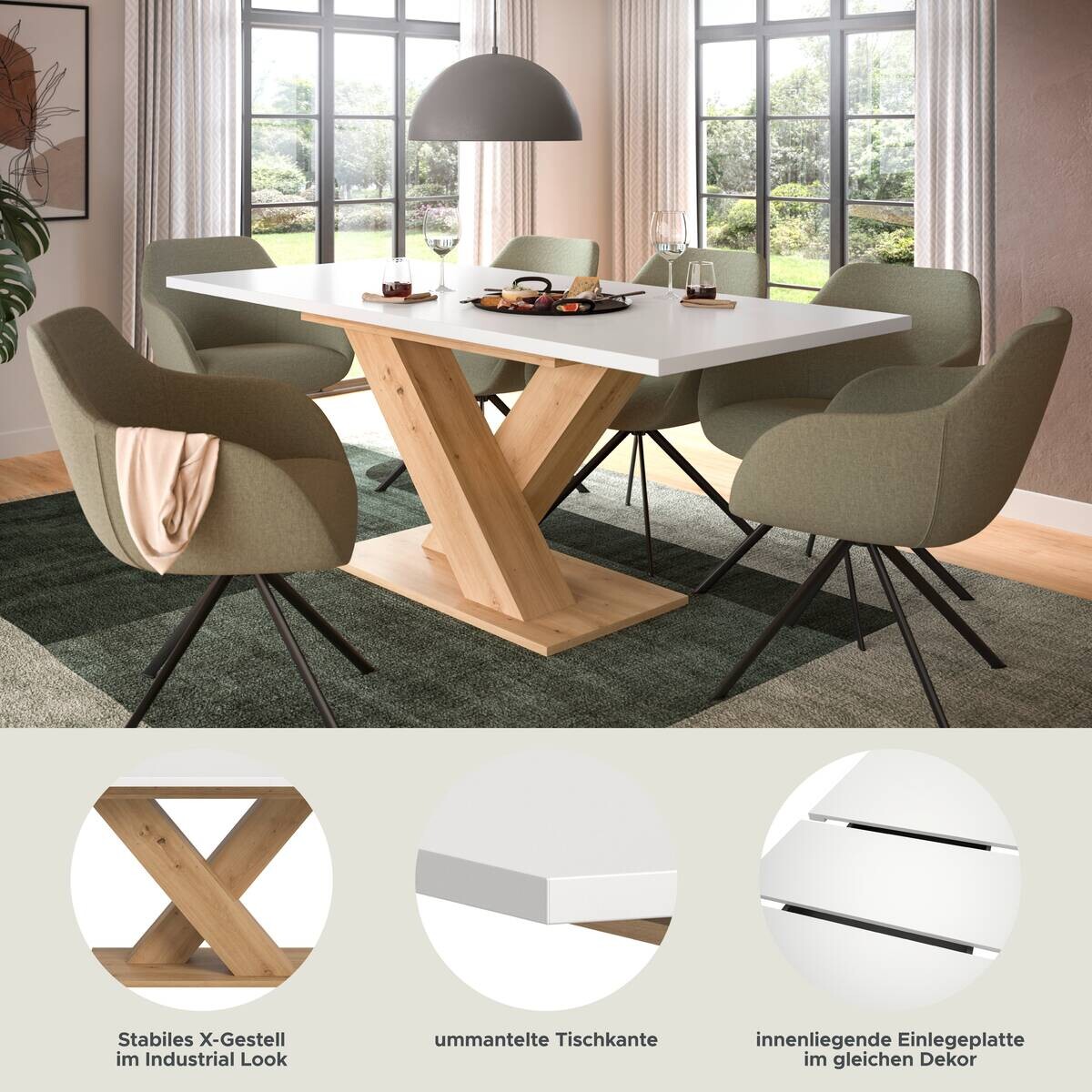 Esstisch MOTION weiß Artisan Nachbildung B/H/T: ca. 150x76x90 cm