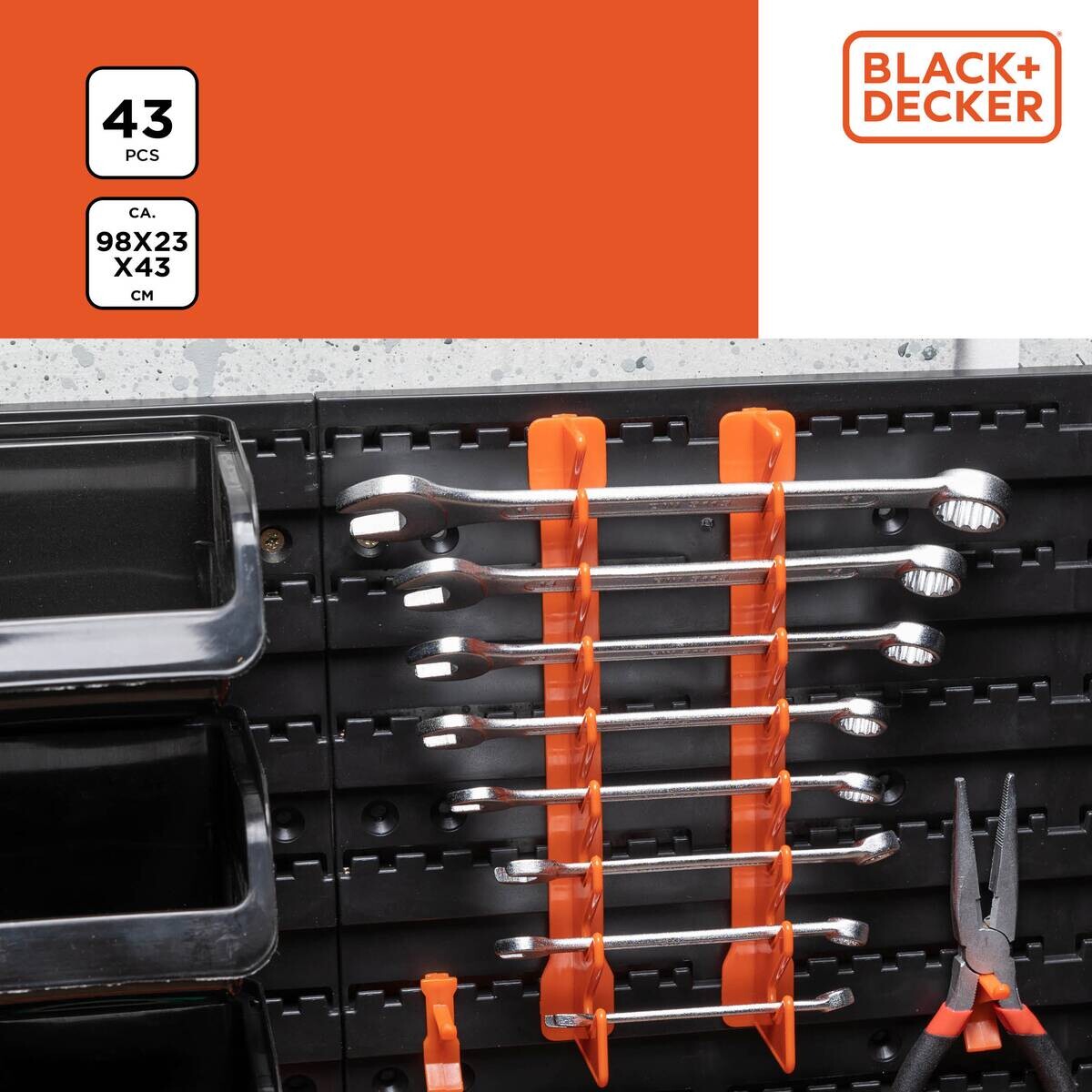 BLACK+DECKER Werkzeugwand orange B/H/L: ca. 14,2x56,3x50 cm