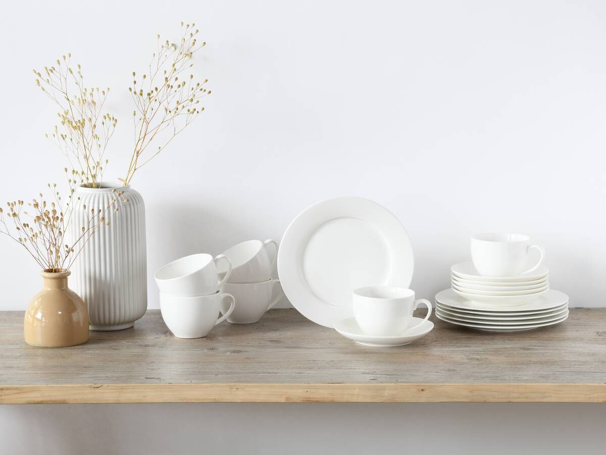 CreaTable Kaffeeservice Fleur Royal cremeweiß Porzellan 18 tlg.