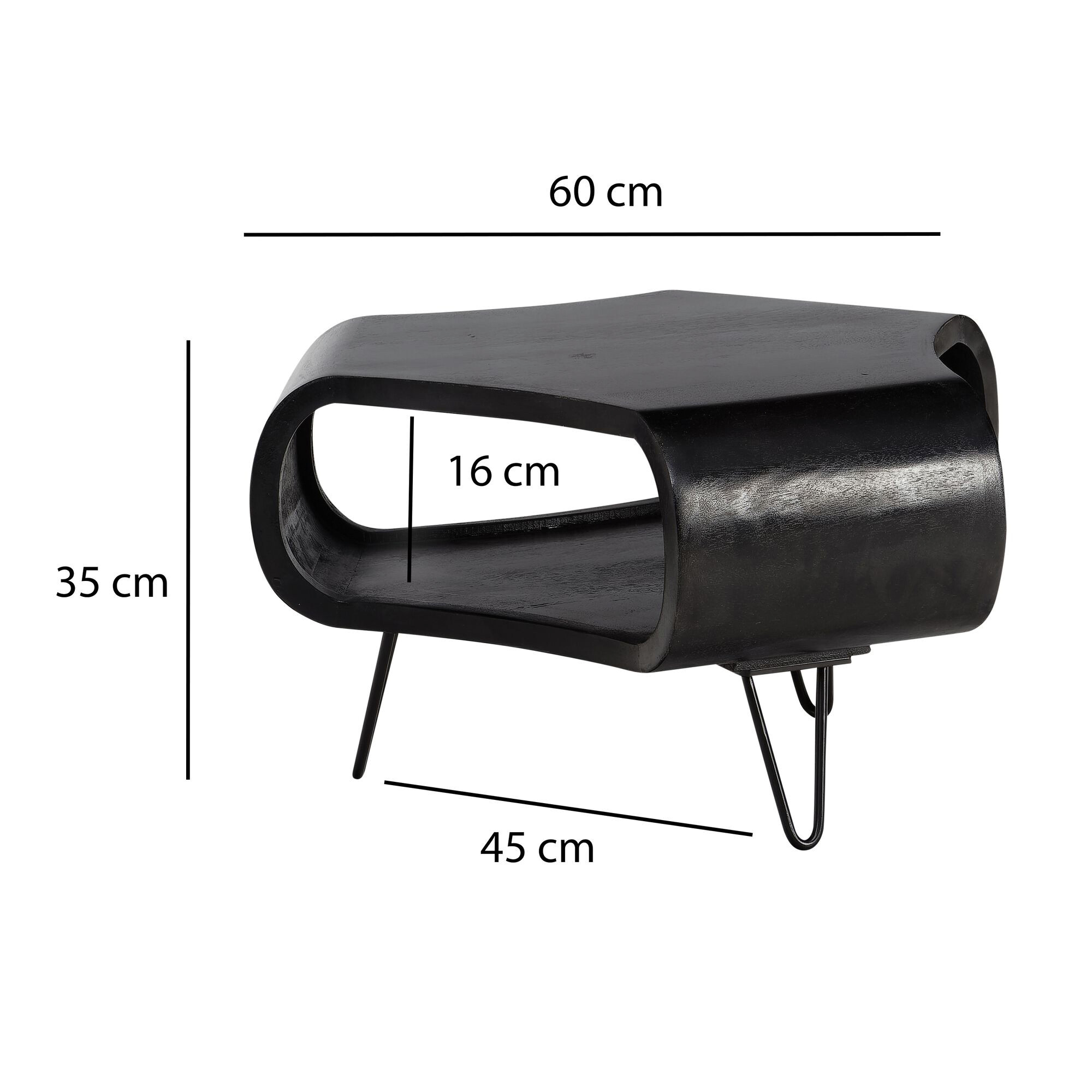 Wohnling Couchtisch schwarz Mango B/H/T: ca. 60x35x60 cm