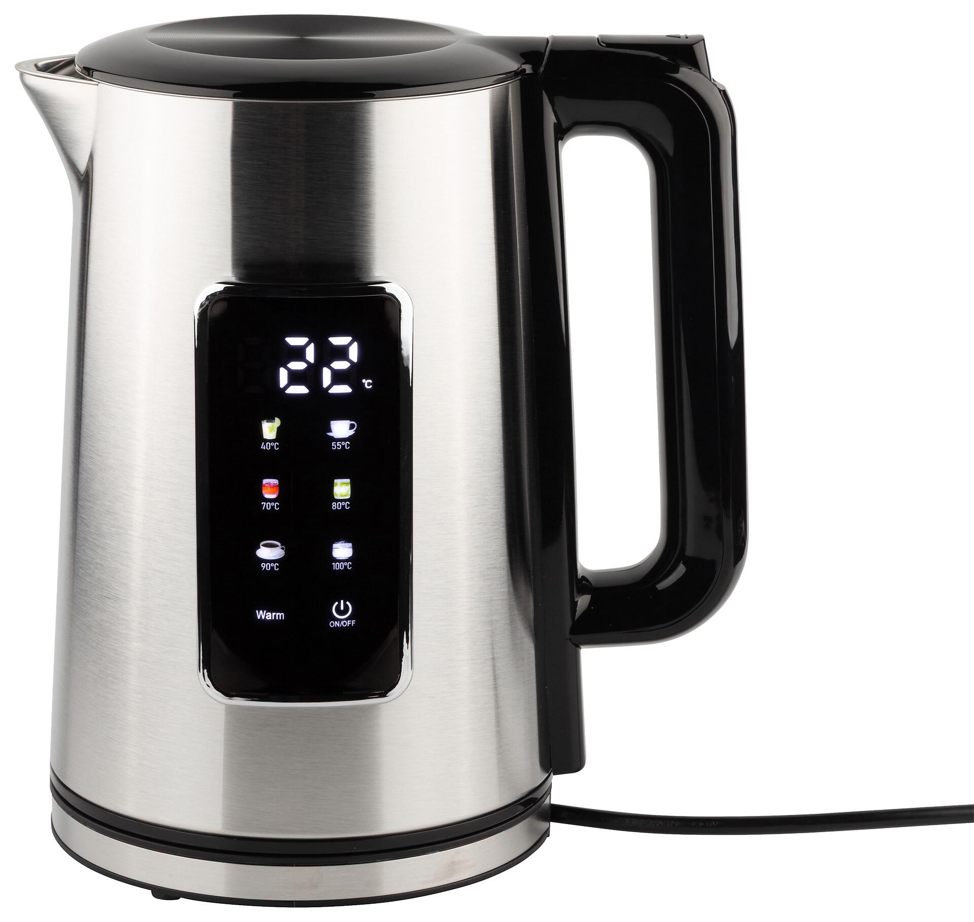 POCOline Wasserkocher schwarz silber Edelstahl Kunststoff B/H/L: ca. 16,3x23,5x22,4 cm ca. 1,7 l