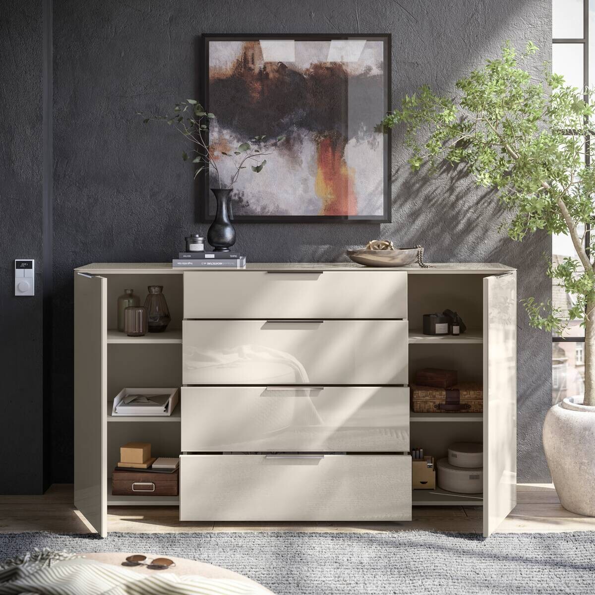 Kommode Santorin Kaschmir Chrom B/H/T: ca. 180x99x40 cm