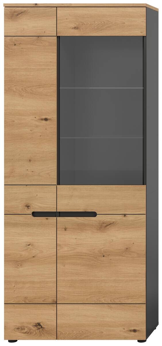 Vitrine Canu basaltgrau Nachbildung Artisan Oak Nachbildung B/H/T: ca. 190x80x37 cm