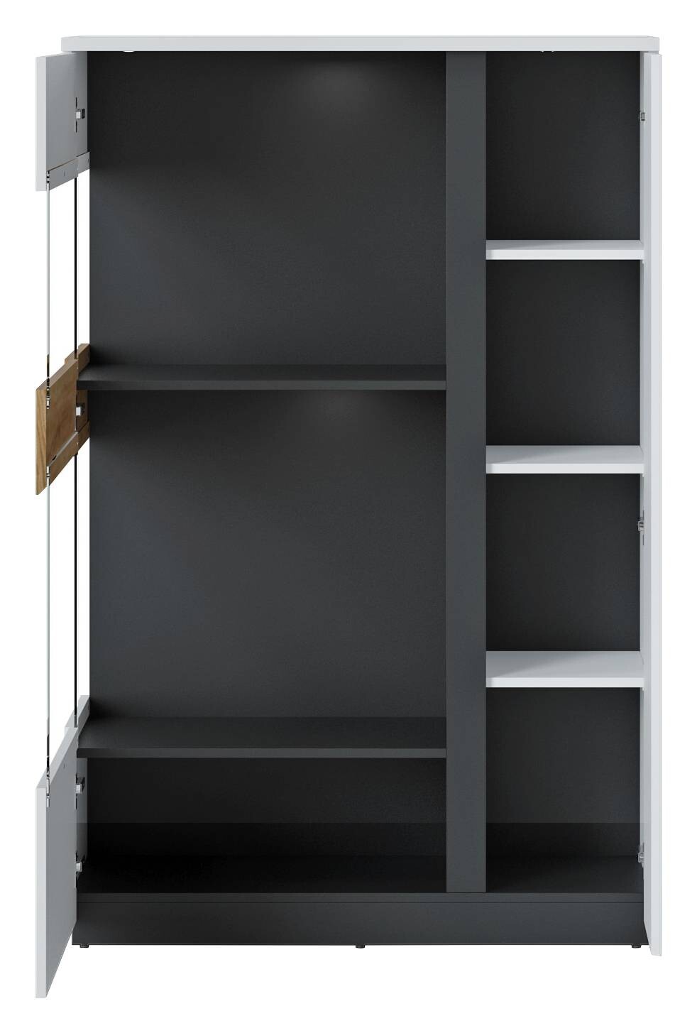 Standvitrine Novena weiß Eiche Catania Nachbildung schwarz matt B/H/T: ca. 98x150x40 cm