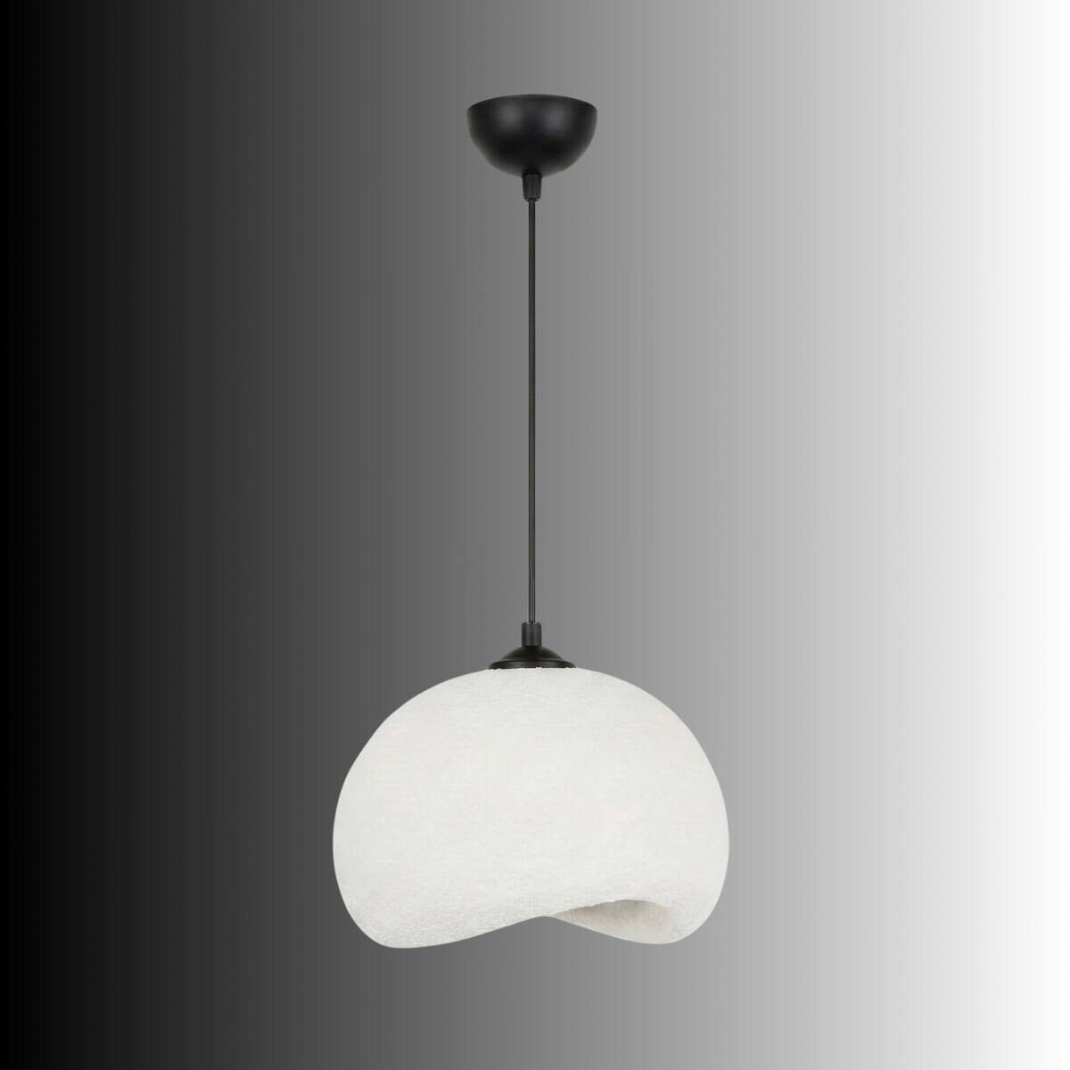 Opviq Pendelleuchte Yontu-15850-B weiß schwarz Polyester-Mischgewebe Metall B/H/L: ca. 29x120x34 cm E27 1 Brennstellen