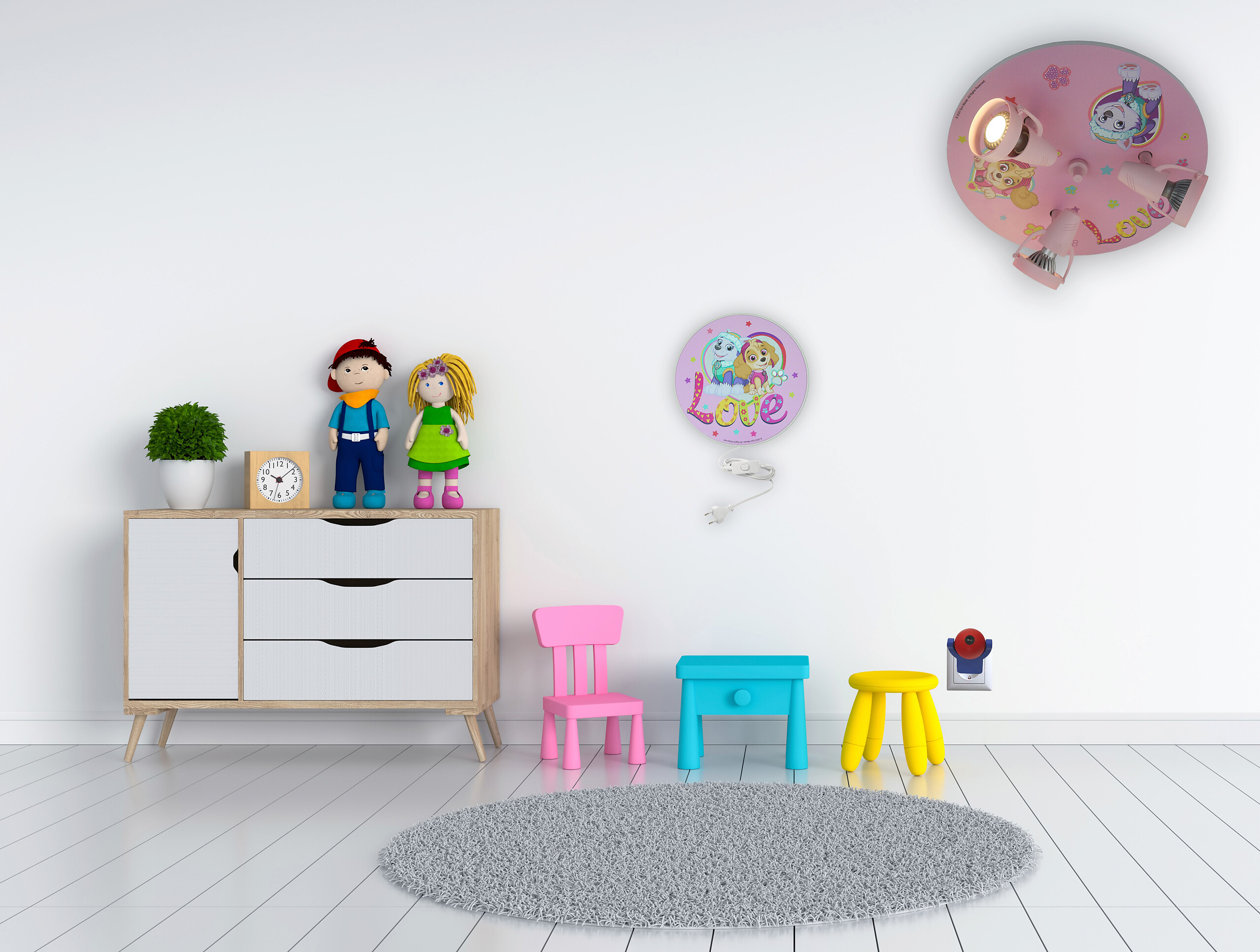 Niermann Kinderwandleuchte Pawsitive Pups rosa Kunststoff D: ca. 25 cm E14 1 Brennstellen