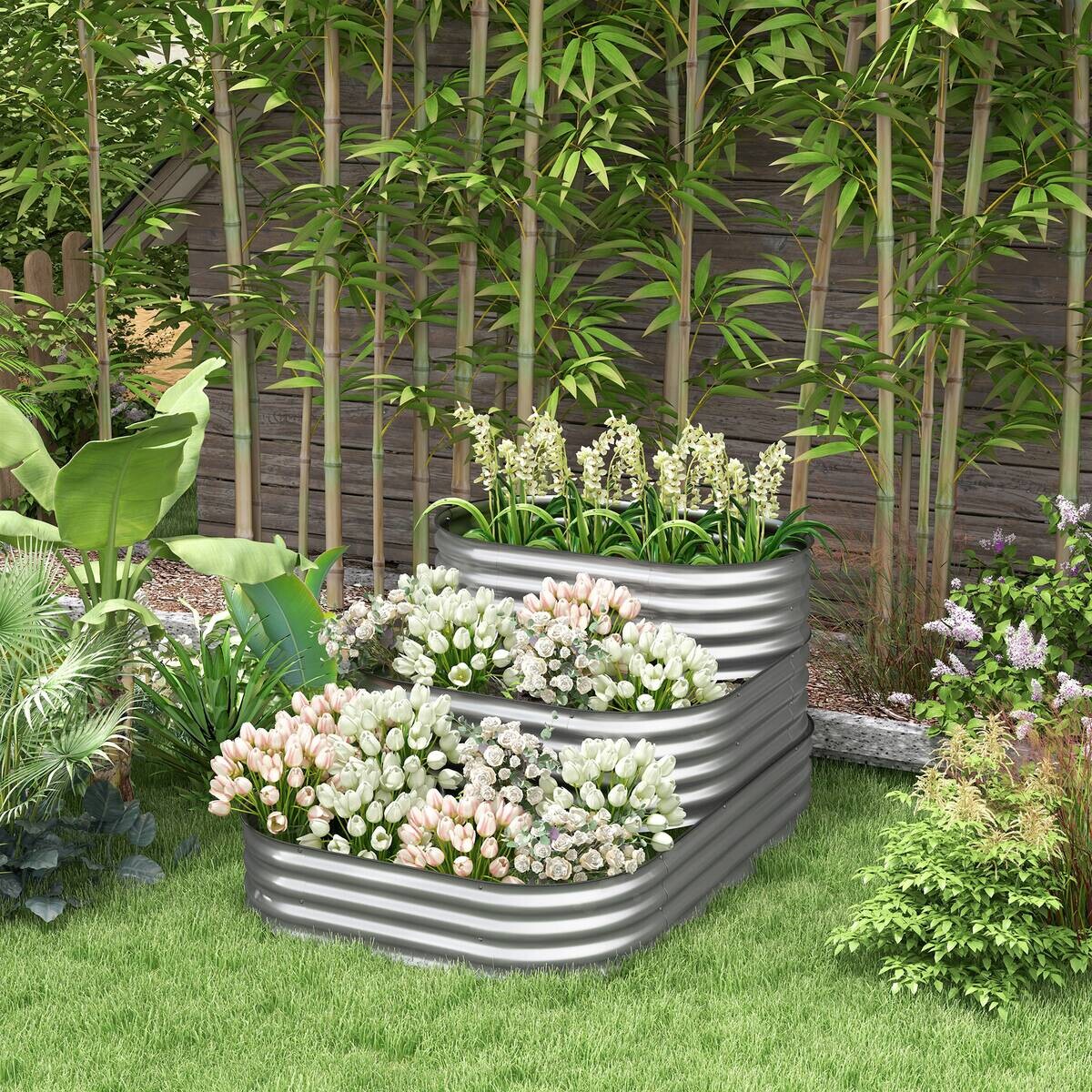 Outsunny Hochbeet silber Polypropylen B/H/L: ca. 109x158x82 cm