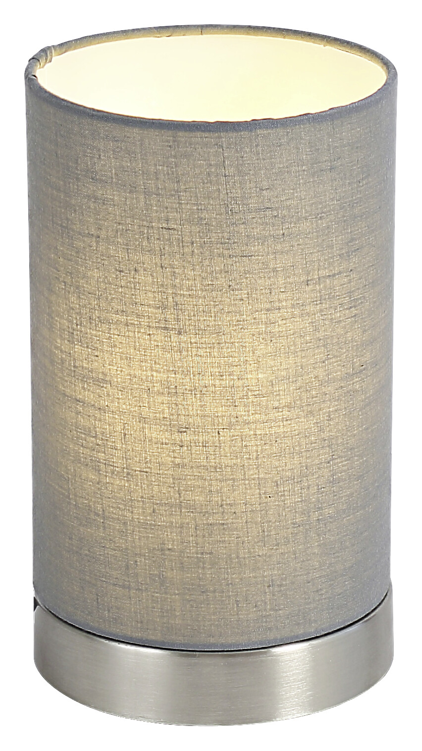 POCOline Tischleuchte Robin grau nickel matt Stoff Metall H/D: ca. 20x12 cm E14 1 Brennstellen