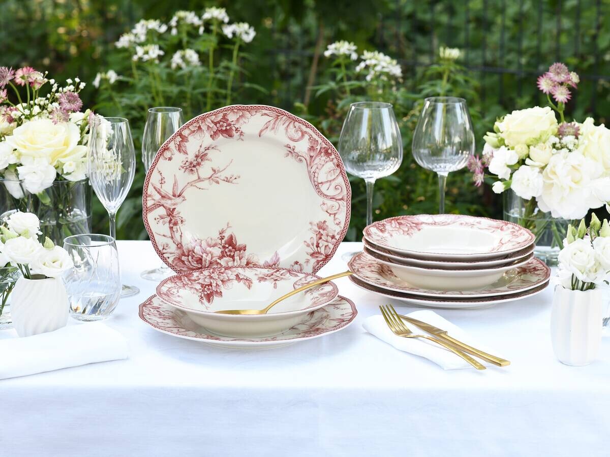 CreaTable Tafelservice Adelaide Rot rot Porzellan 8 tlg.