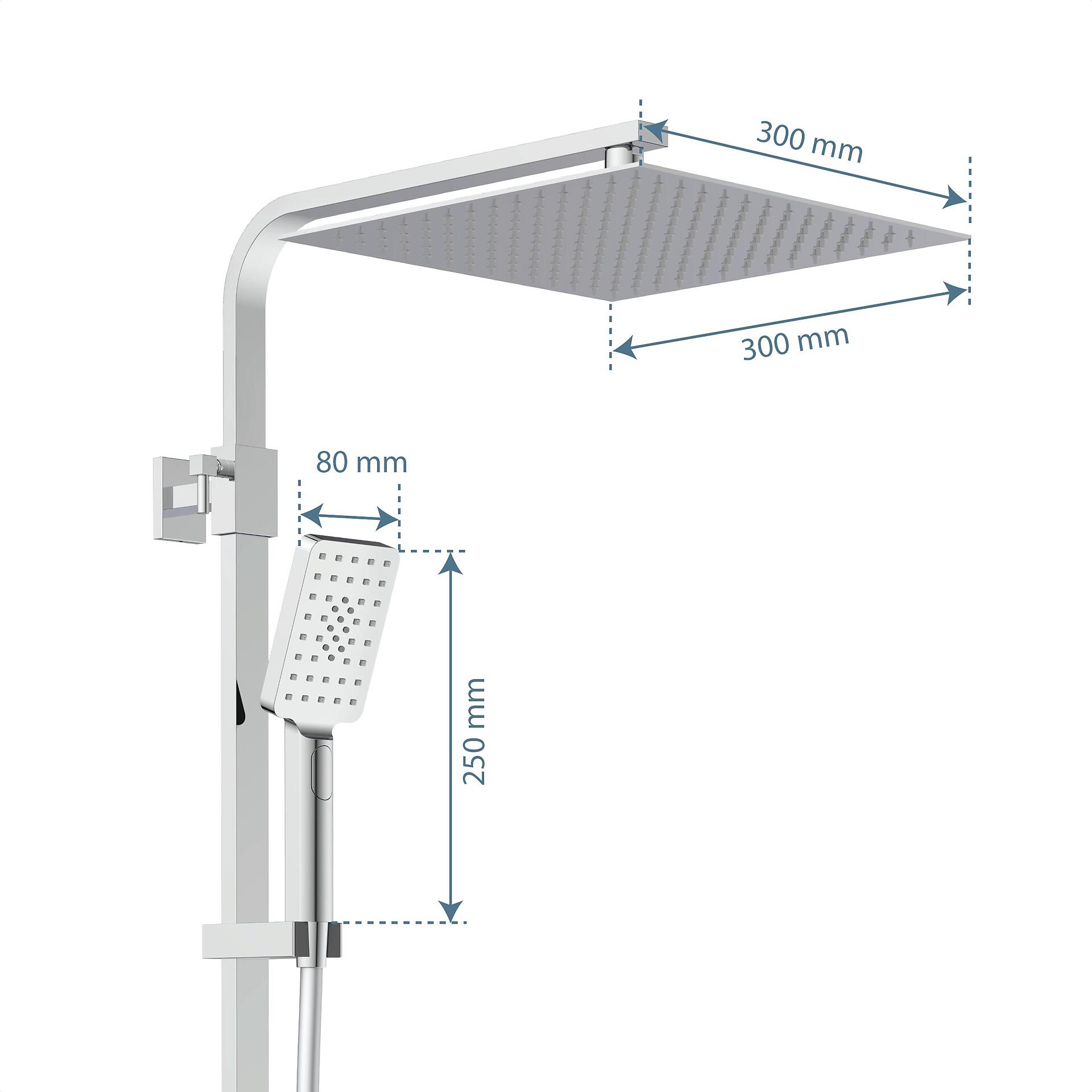 Überkopf-Brauseset mit Thermostatarmatur OCEAN Chrom B/H/T: ca. 47x88,5x10,6 cm