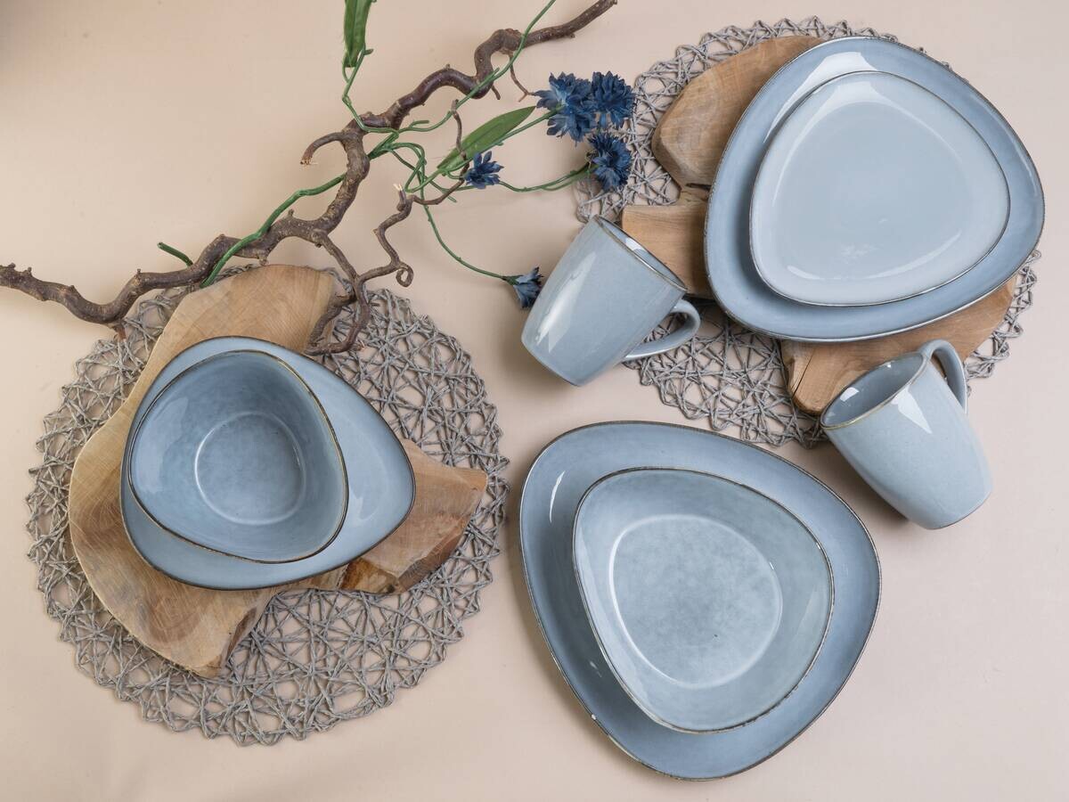 CreaTable Kombiservice Cloudy Skyblue blau Steinzeug 10 tlg.