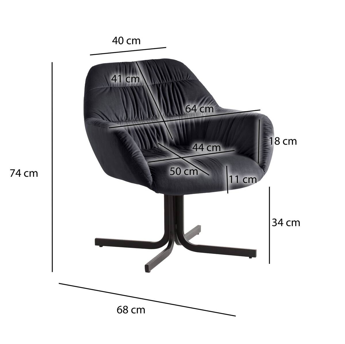 Wohnling Sessel schwarz Polyester
