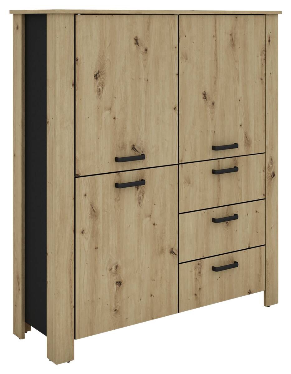 Highboard FARO Eiche schwarz B/H/T: ca. 120x137x40 cm
