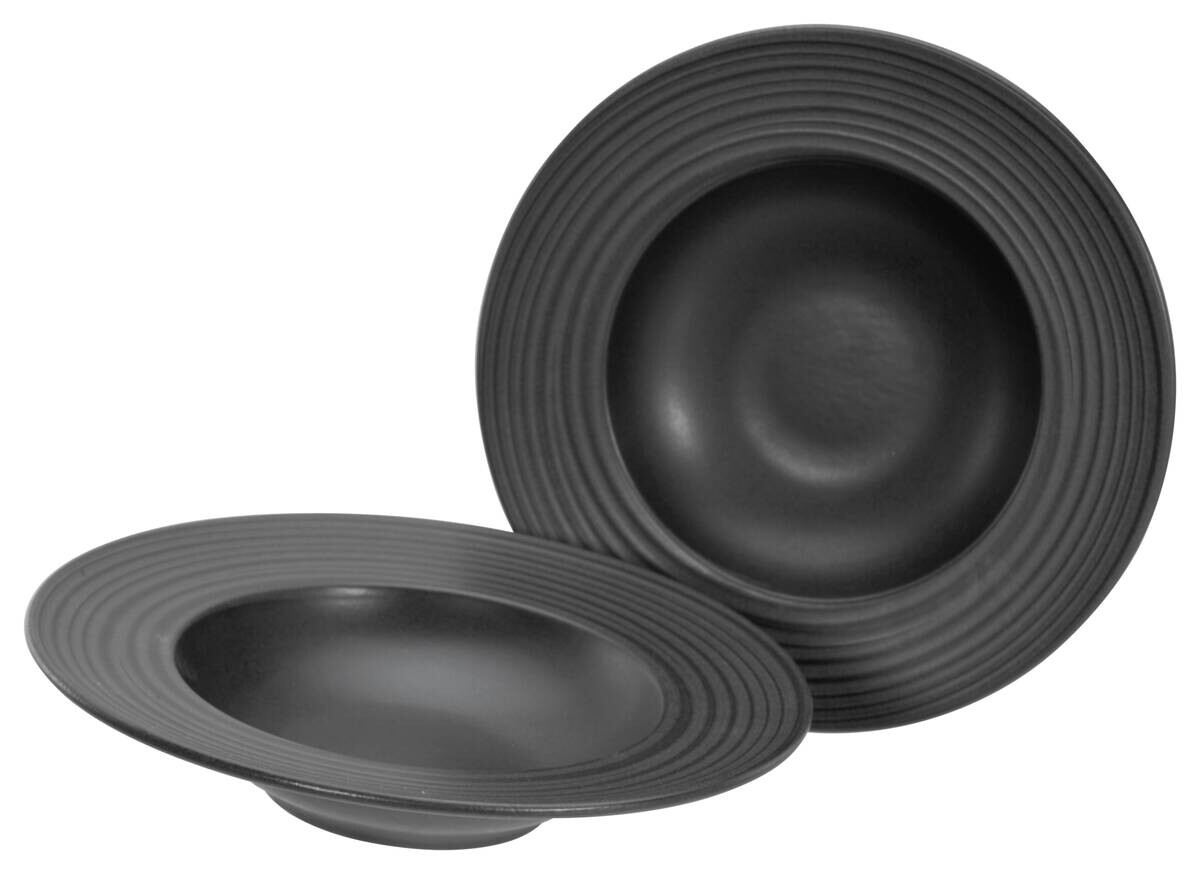 CreaTable Pastateller-Set Lava Stone schwarz Steinzeug D: ca. 27 cm