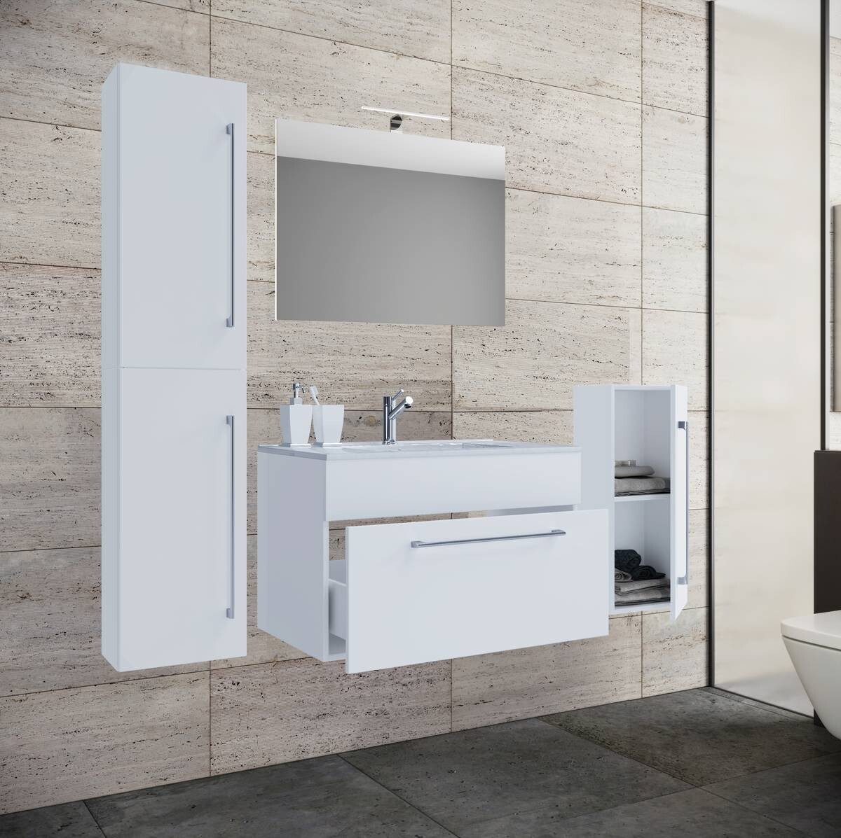 Waschplatz 5tlg-Badinos weiß B/H/T: ca. 80x50x46 cm