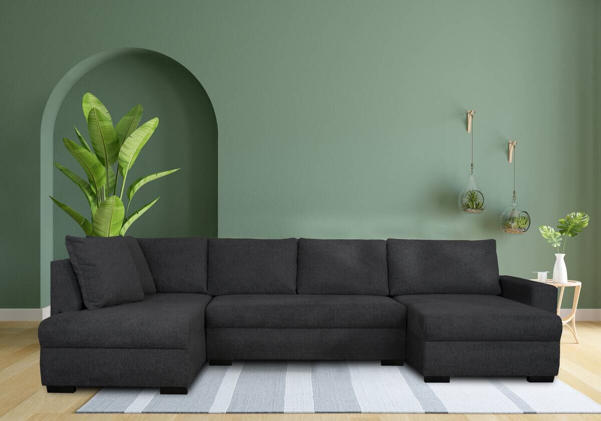 Wohnlandschaft schwarz Microfaser B/H/T: ca. 312x90x169 cm