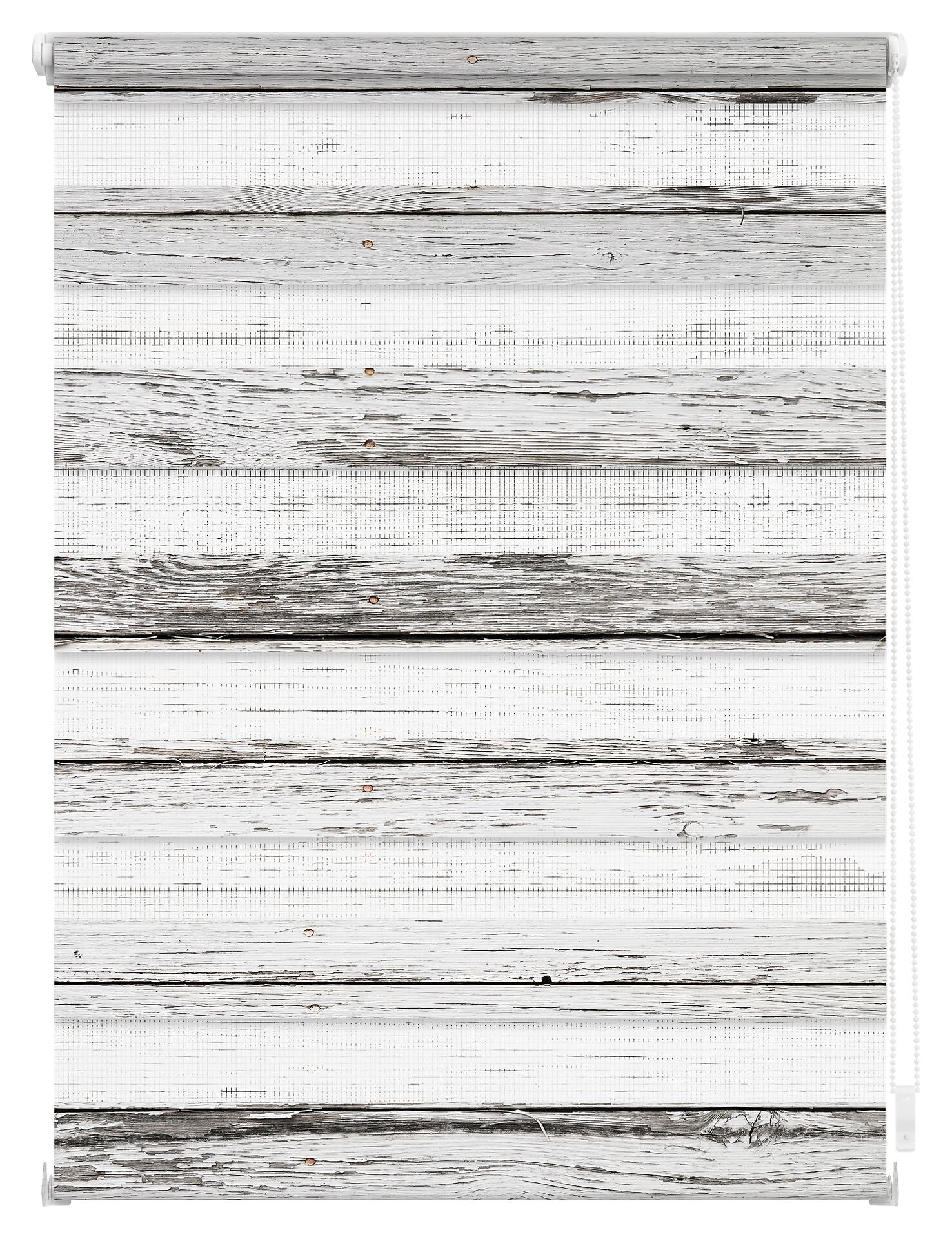 LICHTBLICK Doppelrollo Duo Bretter grau B/T: ca. 60x150 cm