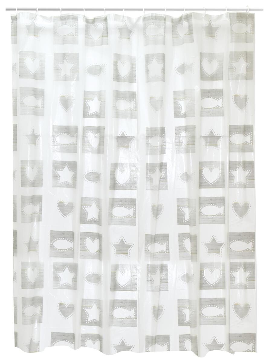 Acus Duschvorhang weiß grau Kunststoff B/L: ca. 180x200 cm