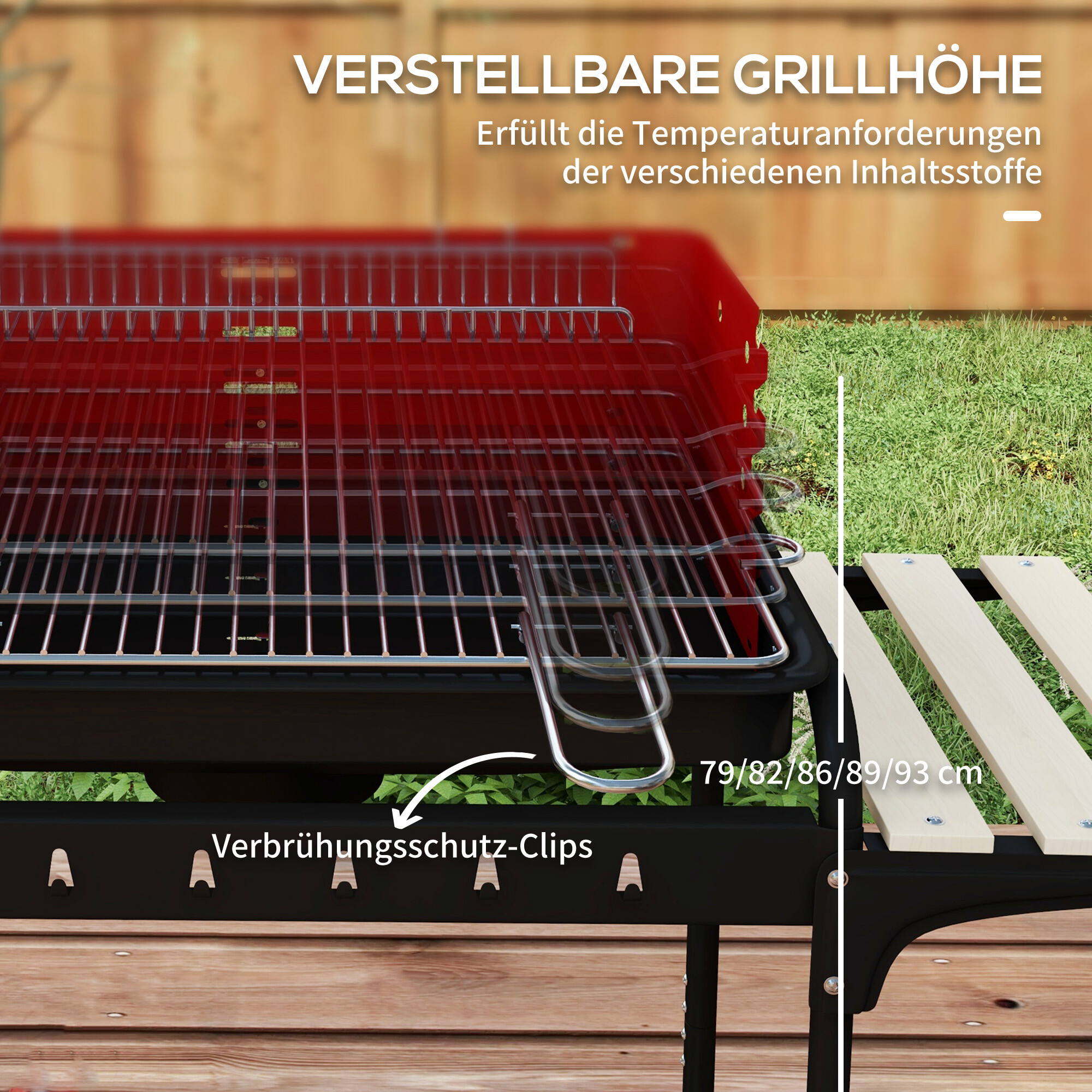 Outsunny Holzkohlegrill Metall B/H/L: ca. 47x95x103 cm