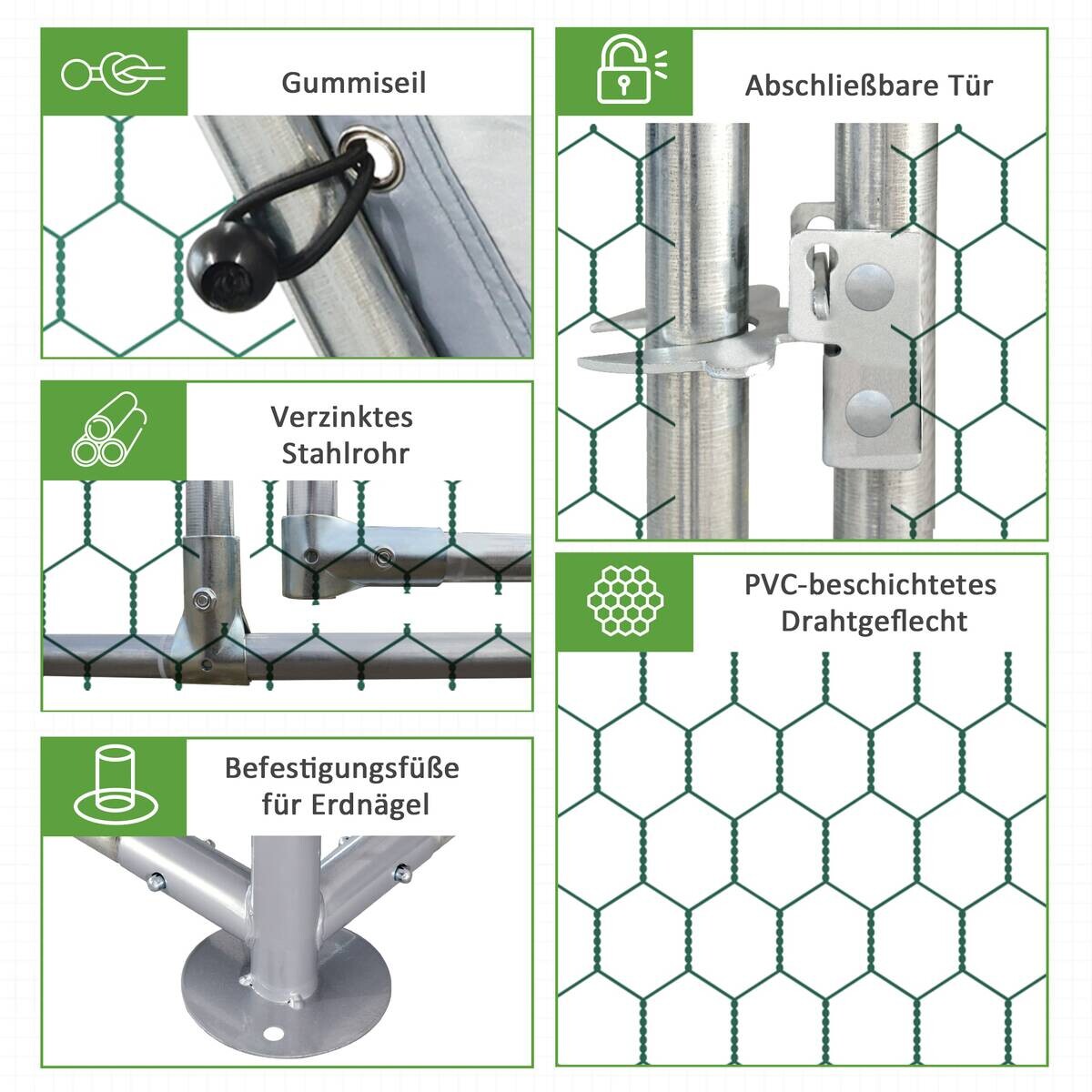 PawHut Stall silber Edelstahl B/H/L: ca. 380x280x195 cm