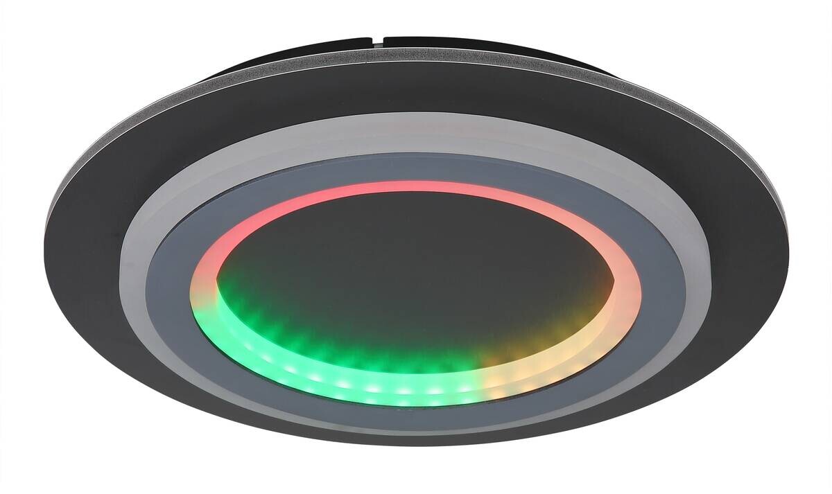 GLOBO LED-Deckenleuchte mattschwarz Opal grau Metall Kunststoff Acryl H/D: ca. 5,5x34 cm 1 Brennstellen