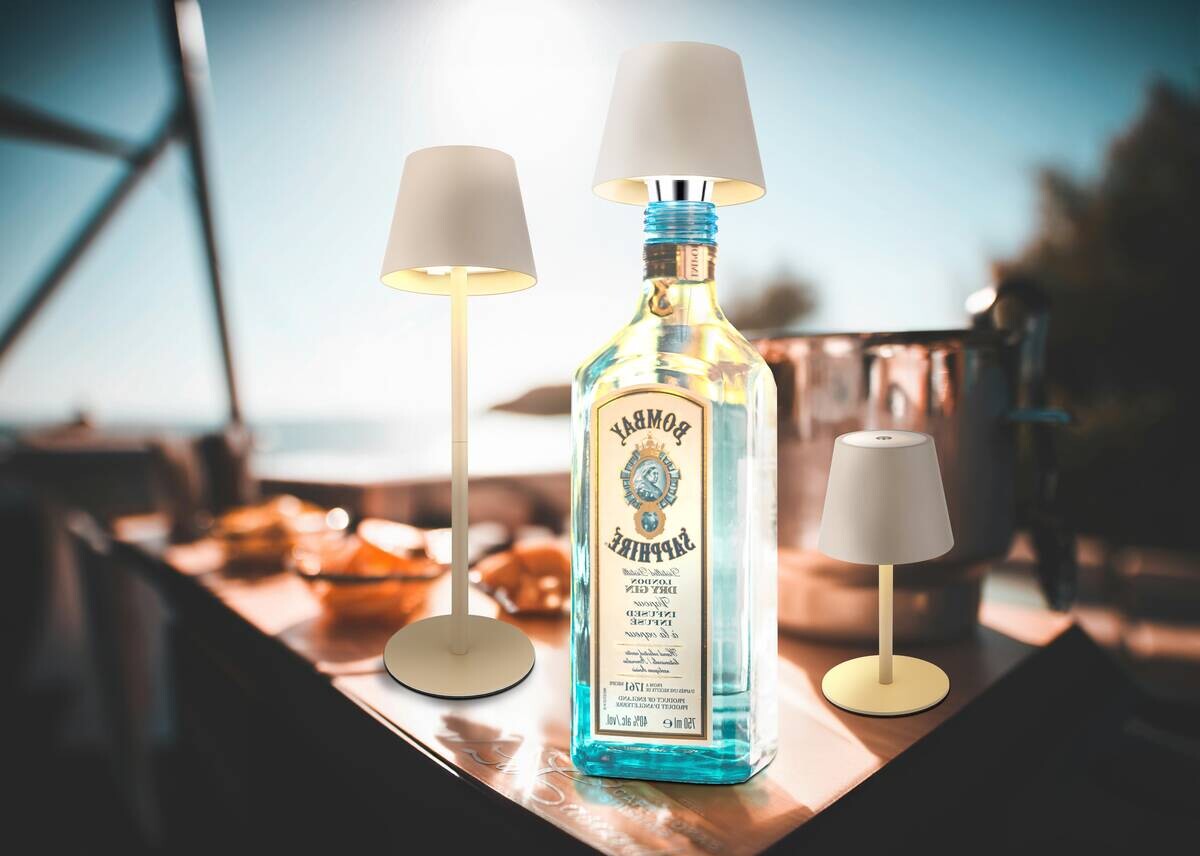 GLOBO LED-Tischleuchte sand Opal schwarz Kunststoff Metall H/D: ca. 36x11,5 cm 1 Brennstellen