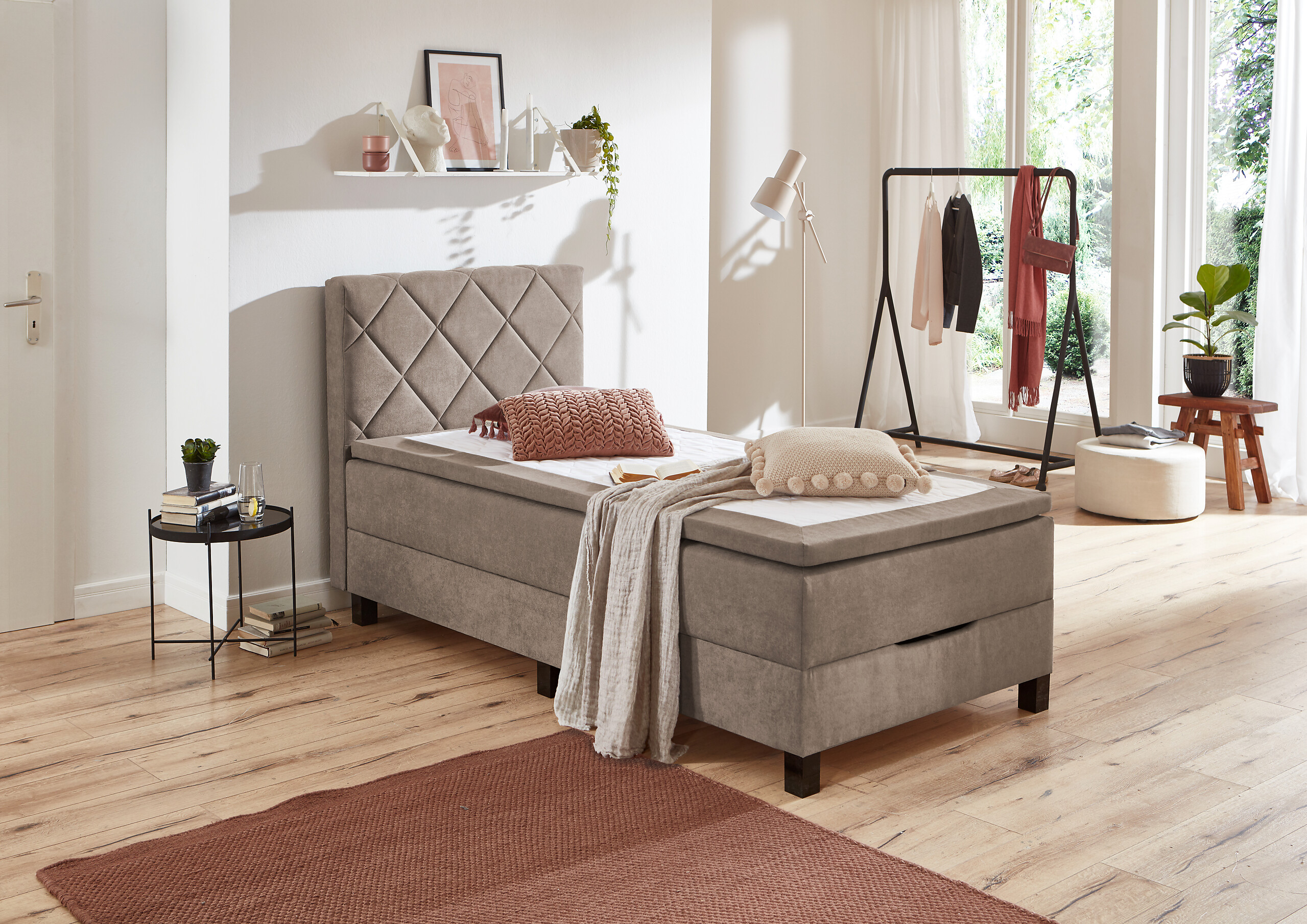 Boxspringbett Jeff taupe B/H/T: ca. 100x57x211 cm Boxspringbett Jeff taupe B/H/T: ca. 100x57x211 cm