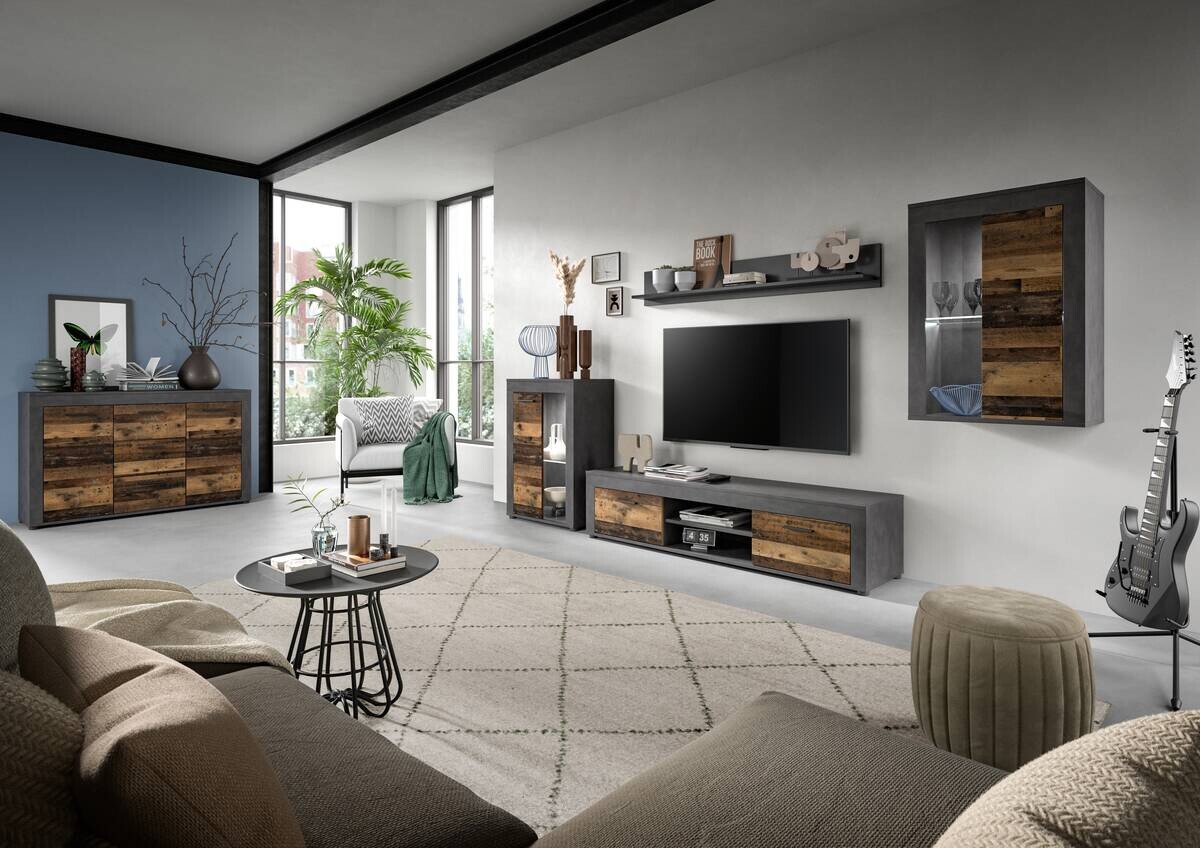 Vitrine Jam Matera Nachbildung Old Wood Nachbildung B/H/T: ca. 86x60x35 cm