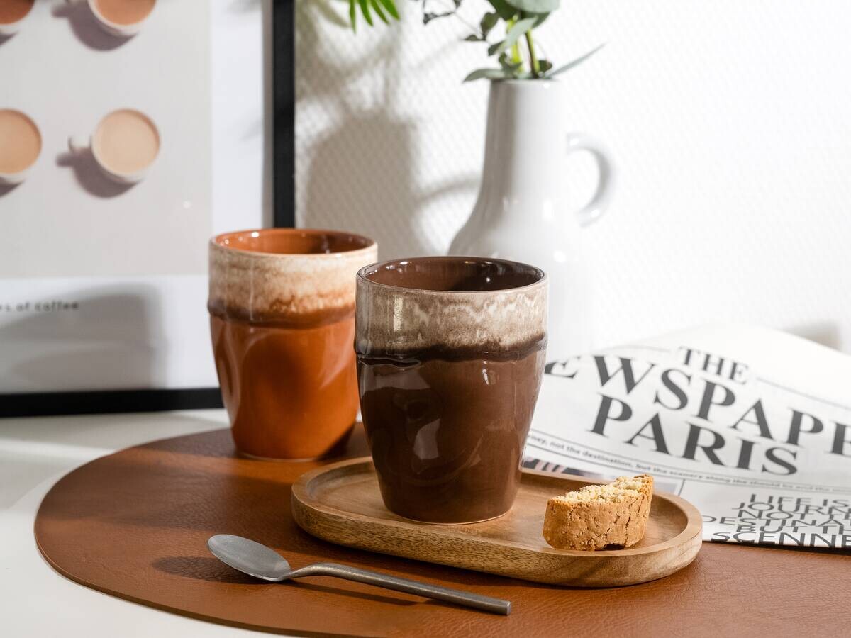 CreaTable Kaffeetassenset Squeezy Mocha braun Steinzeug 4 tlg.