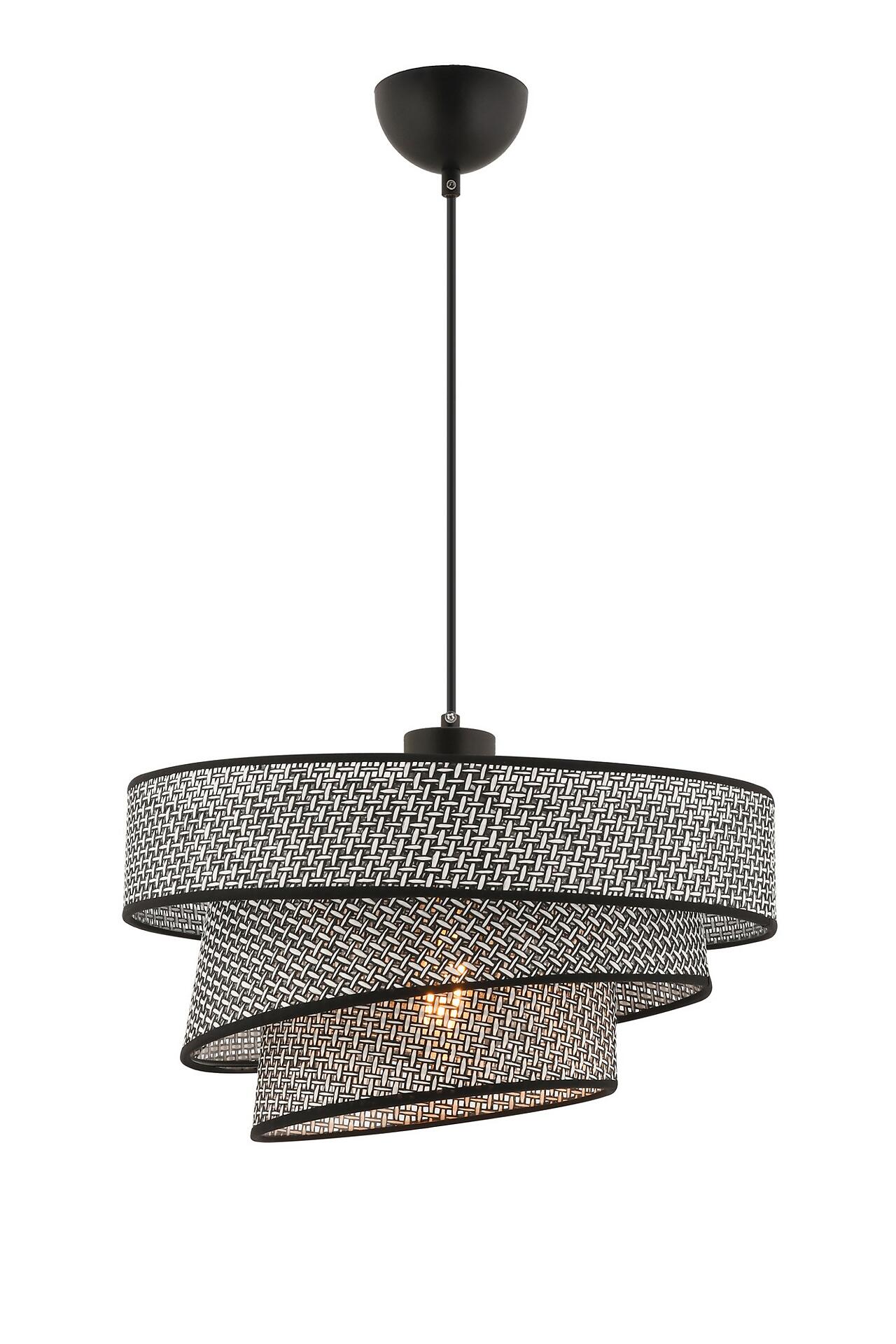 Opviq Pendelleuchte Couper grau schwarz Baumwolle Metall B/H/L: ca. 40x72x40 cm E27 1 Brennstellen