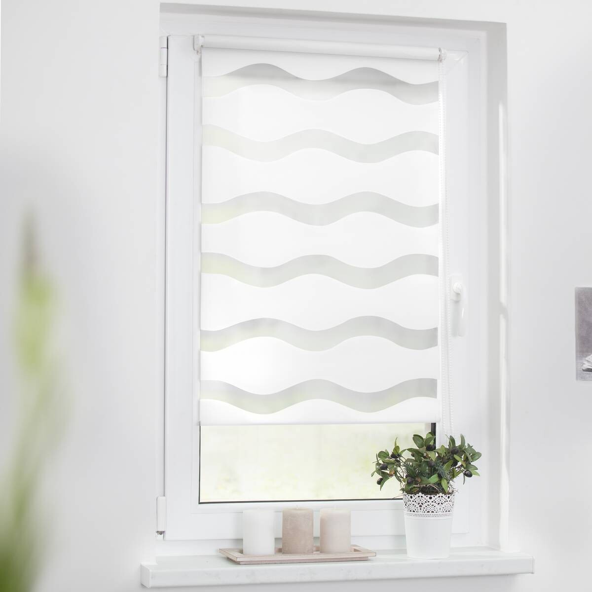 LICHTBLICK Doppelrollo Duo Welle weiß B/L: ca. 60x150 cm