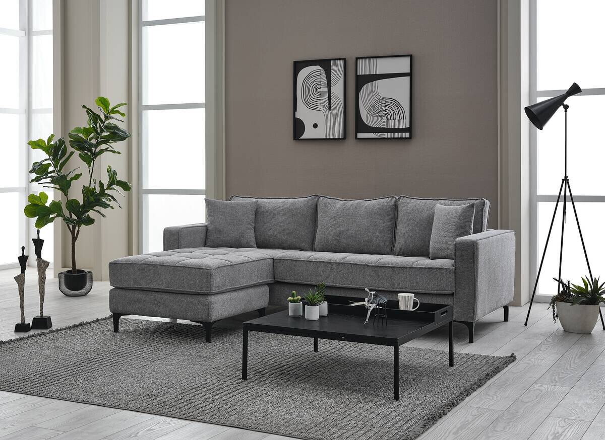 Ecksofa hellgrau Microfaser B/H/T: ca. 238x67x185 cm