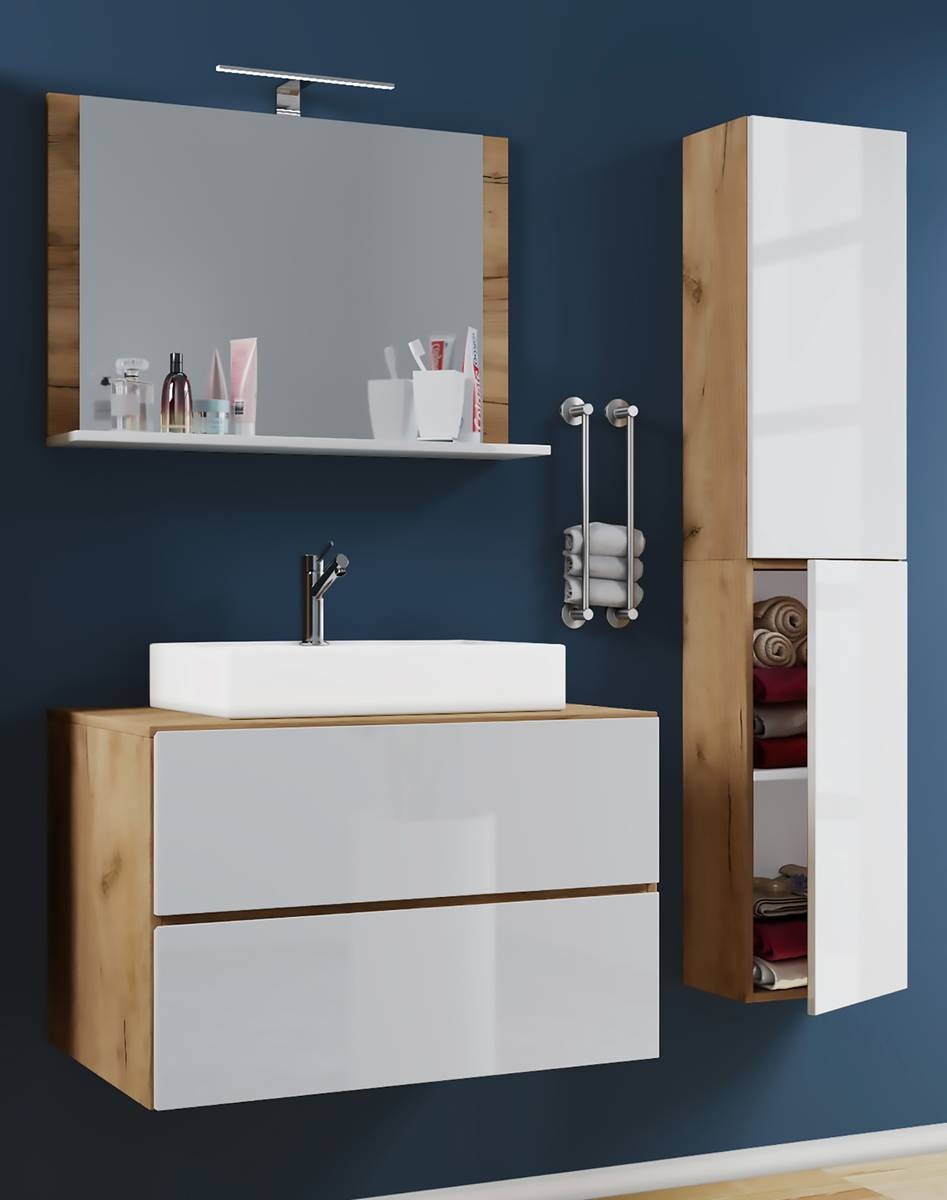 Waschplatz 4tlg-Lendas weiß Eiche Honig Nachbildung weiß B/H/T: ca. 60x52x52 cm